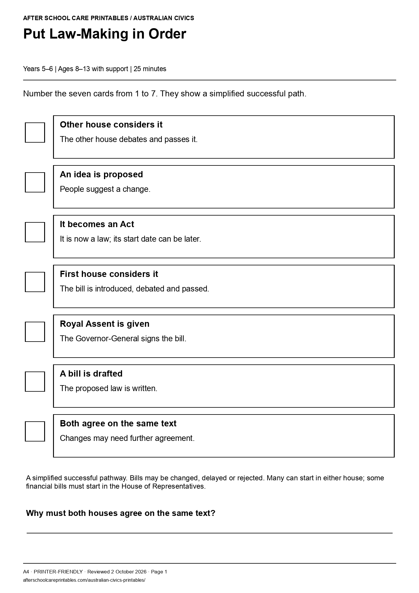 Put Law-Making in Order printer-friendly first student page