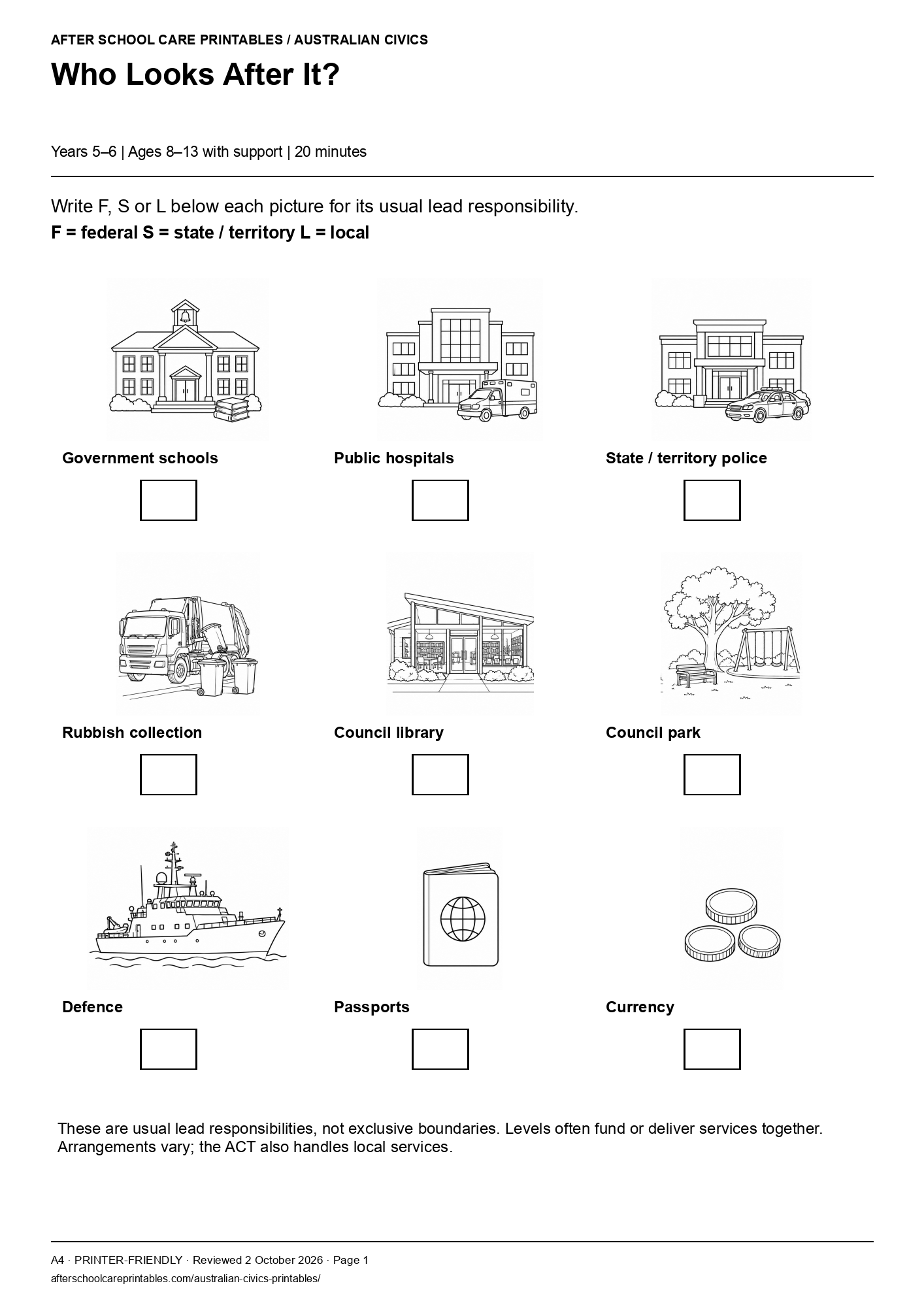 Who Looks After It? printer-friendly first student page