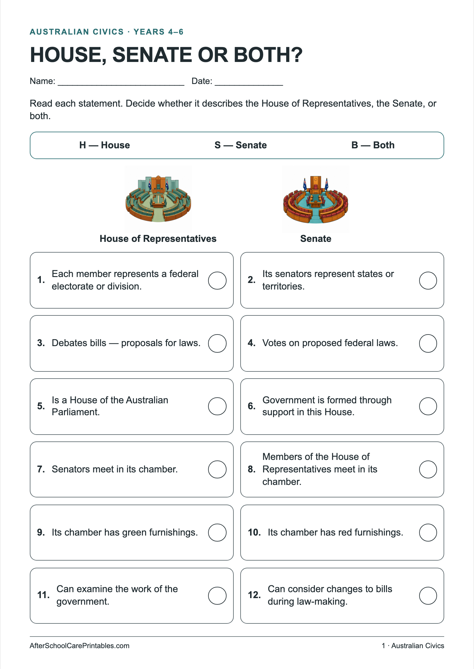 House, Senate or Both? printer-friendly first student page