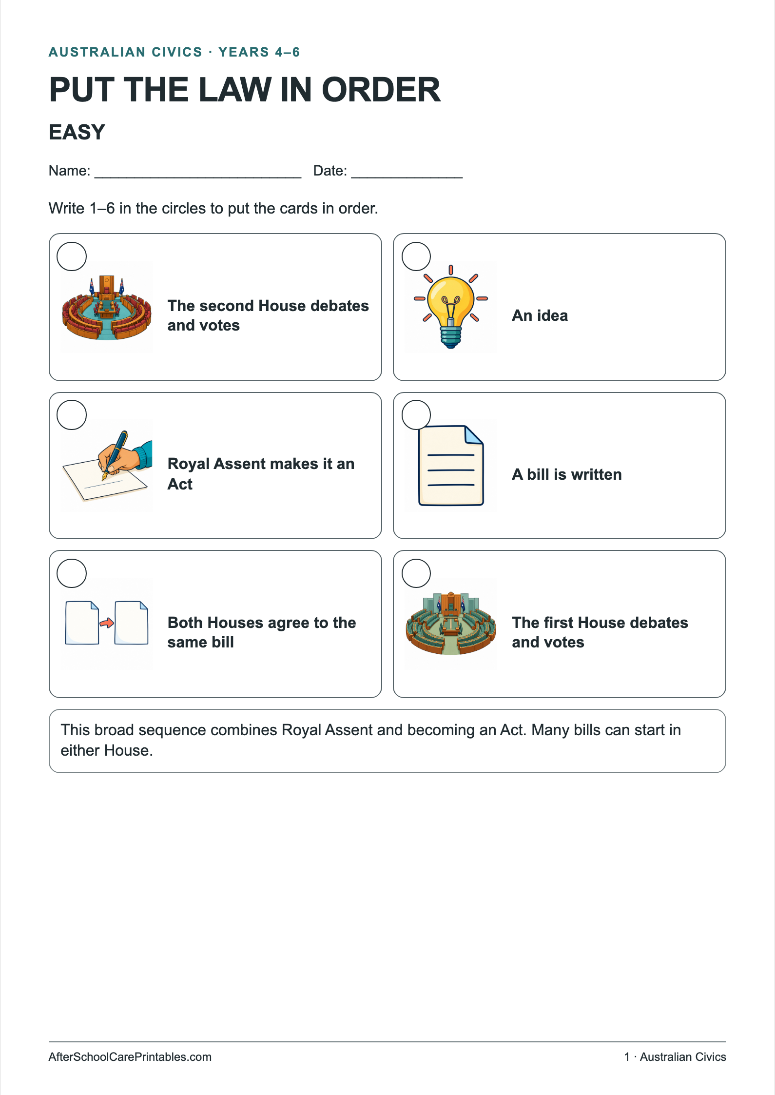 Put the Law in Order printer-friendly first student page