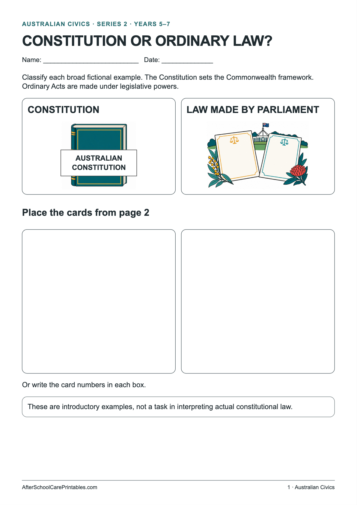 Constitution or Ordinary Law? printer-friendly first student page