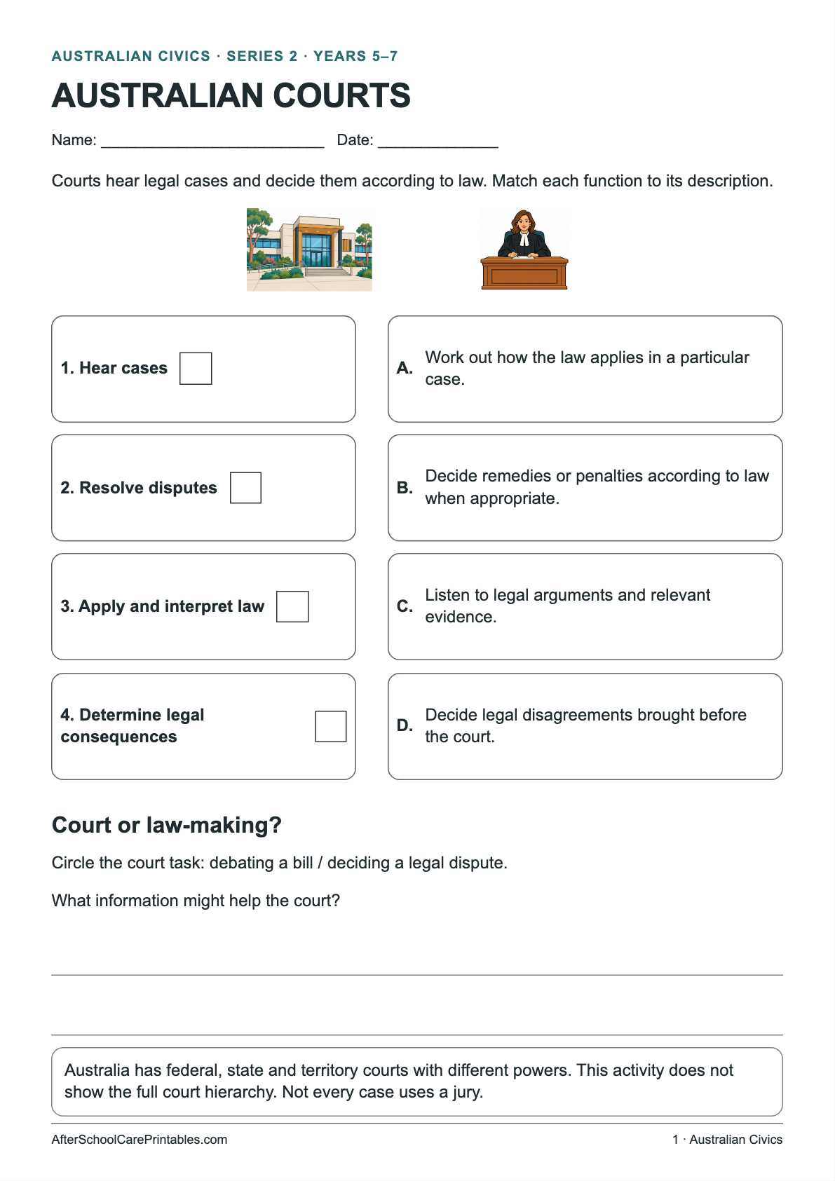 What Do Courts Do? printer-friendly first student page