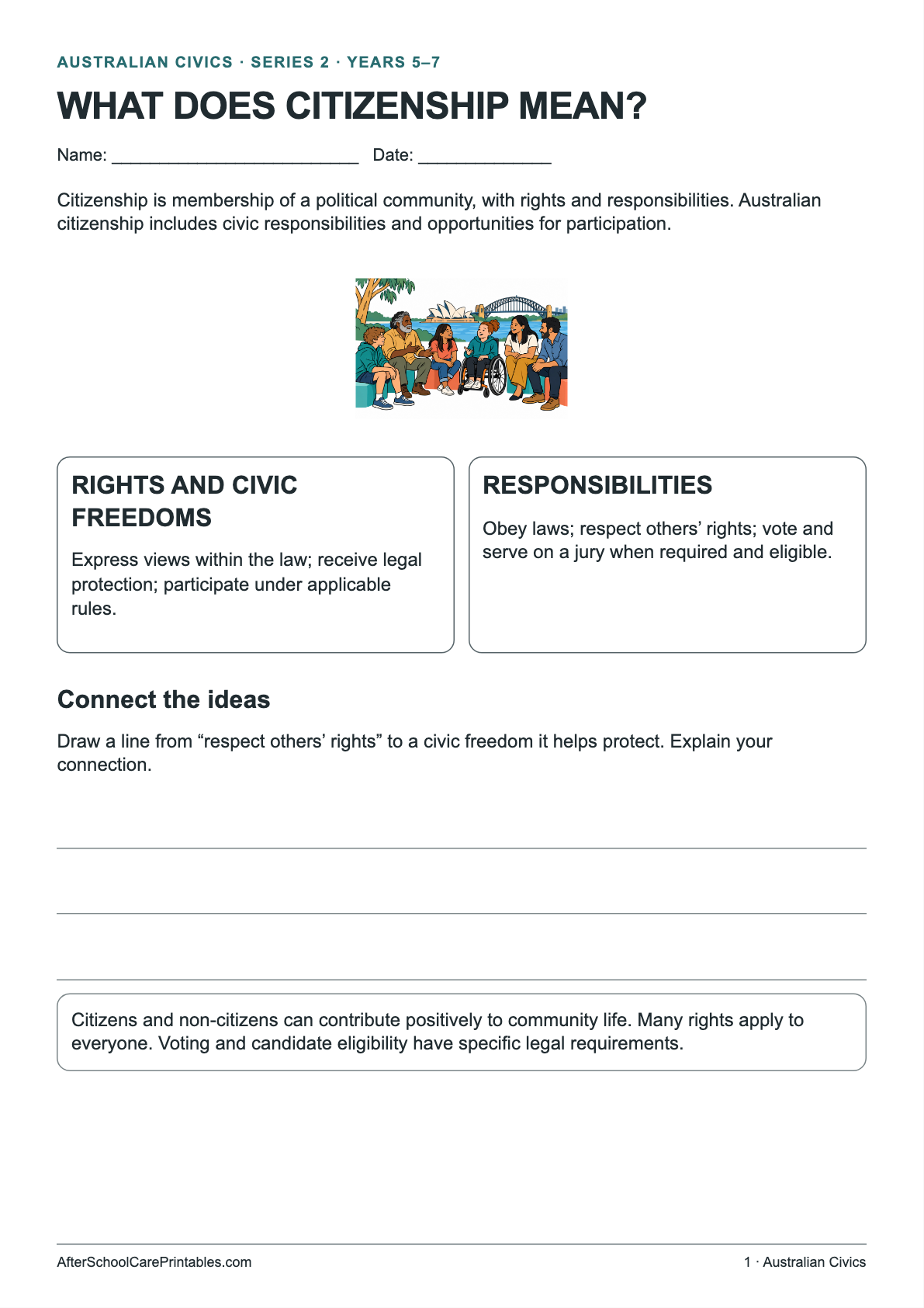 What Does Citizenship Mean? printer-friendly first student page