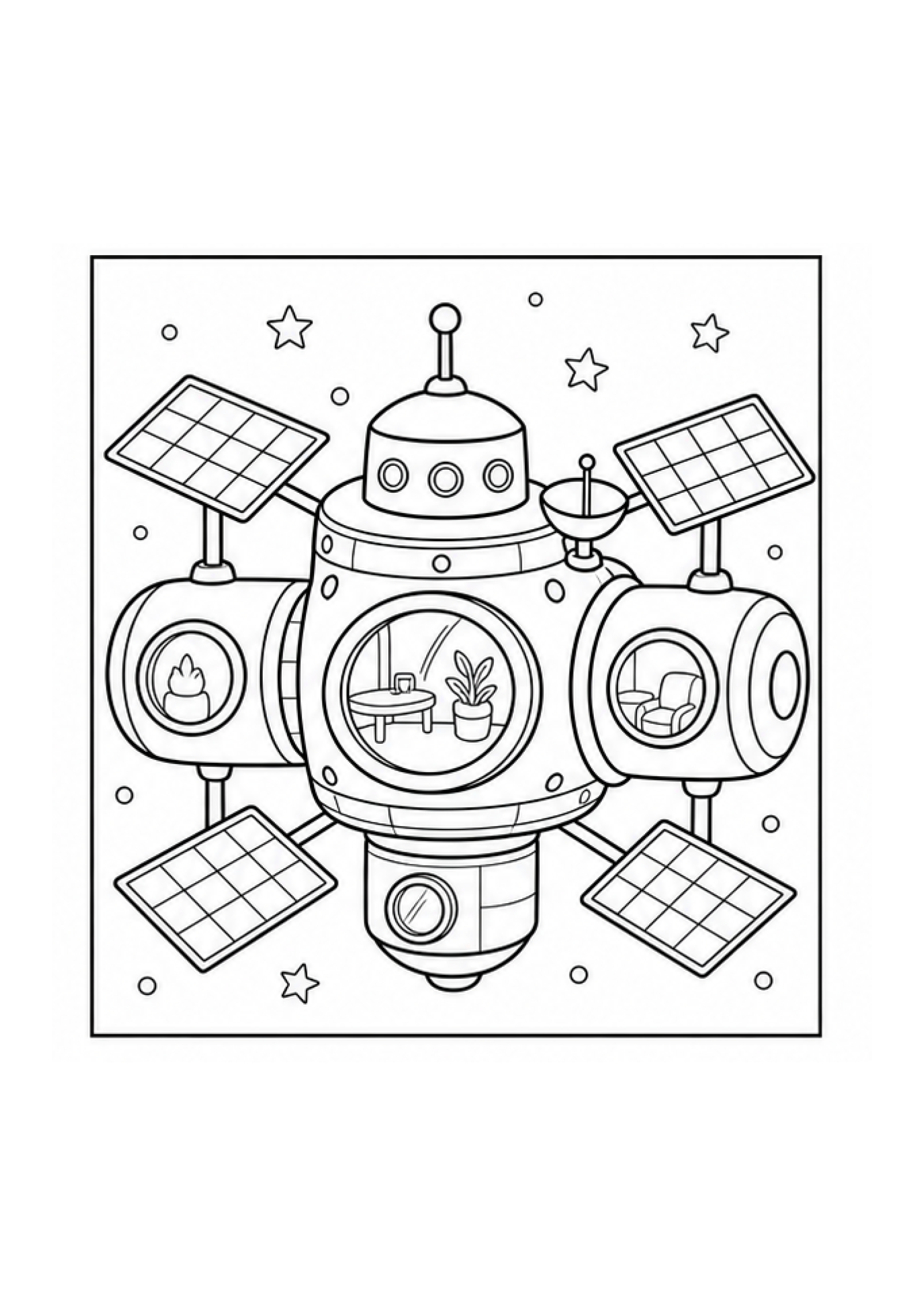 Space Station Colouring Pack page 2 preview