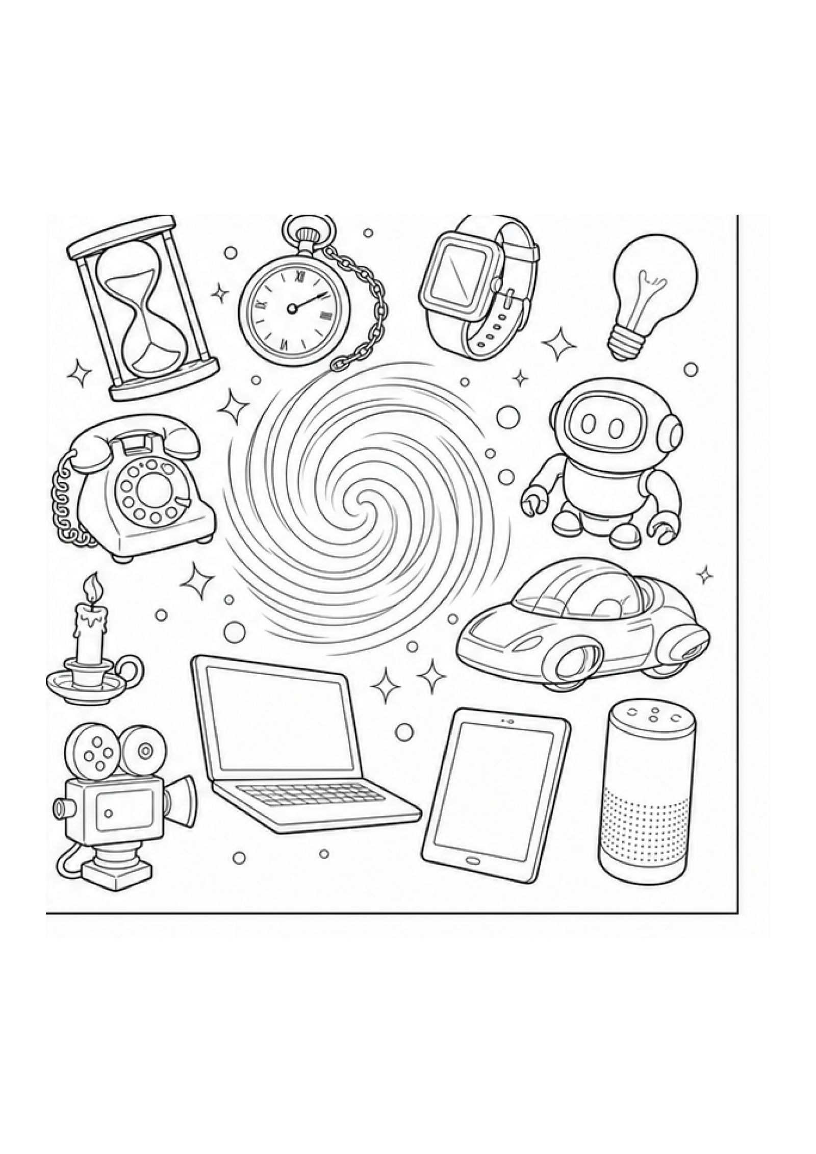 Time Travellers Colouring Pack page 4 preview