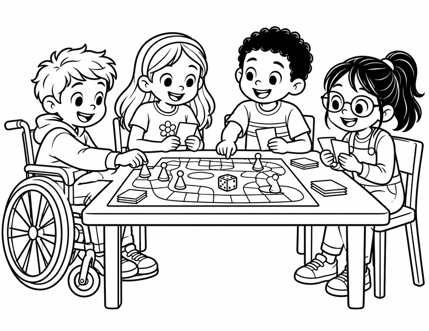 Original Friendship Day colouring scene