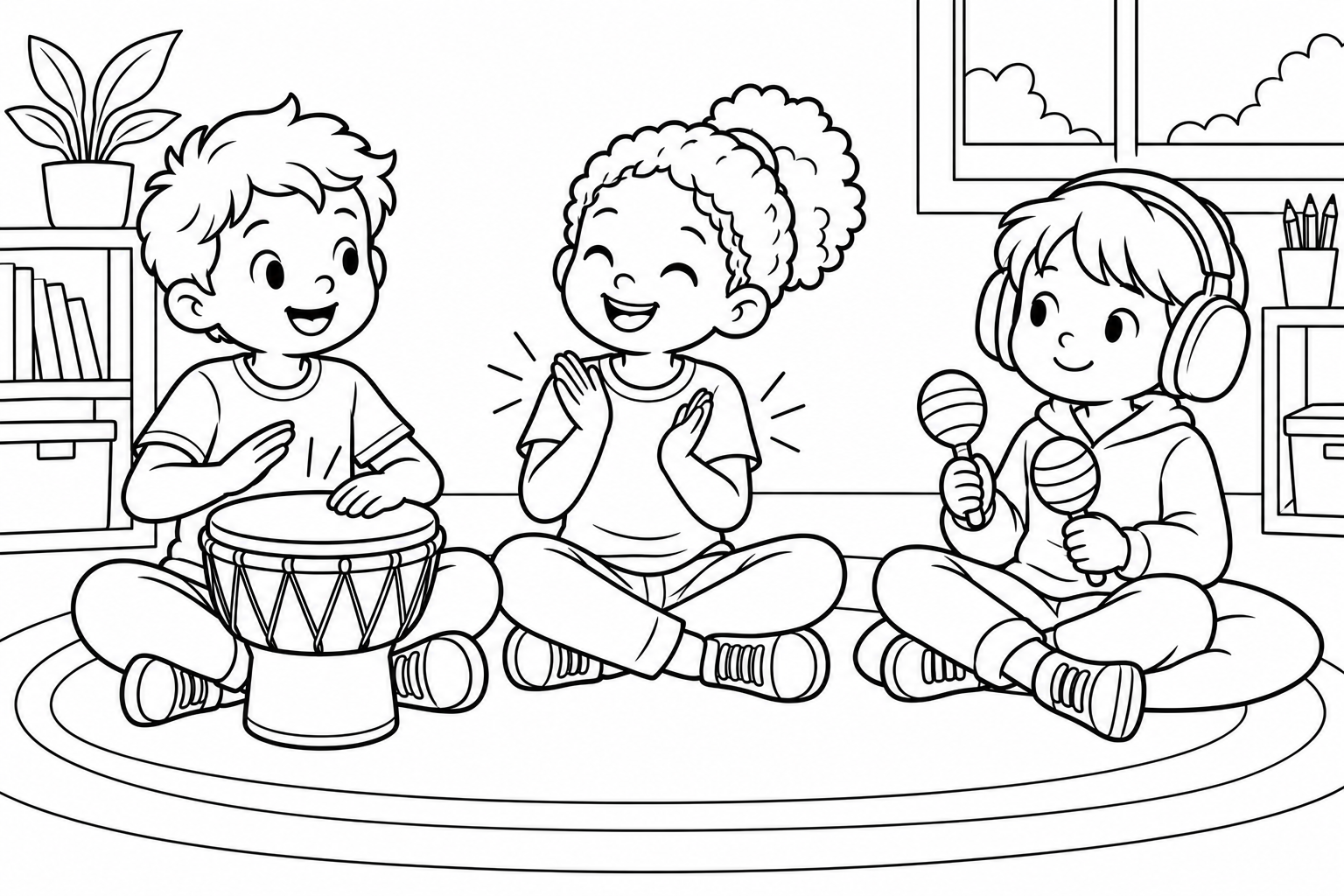 Original Music Day colouring scene