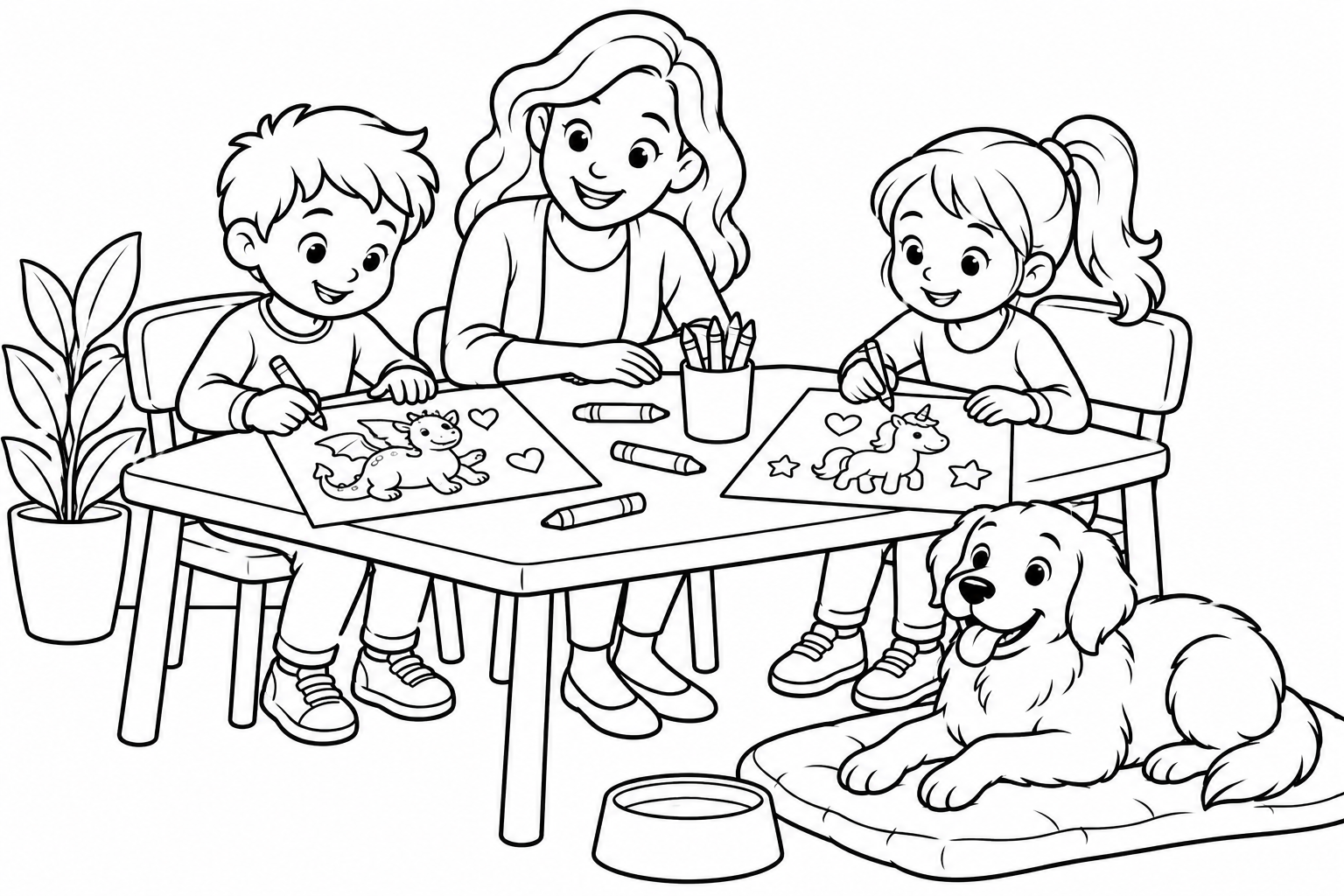 Original Pet Day colouring scene