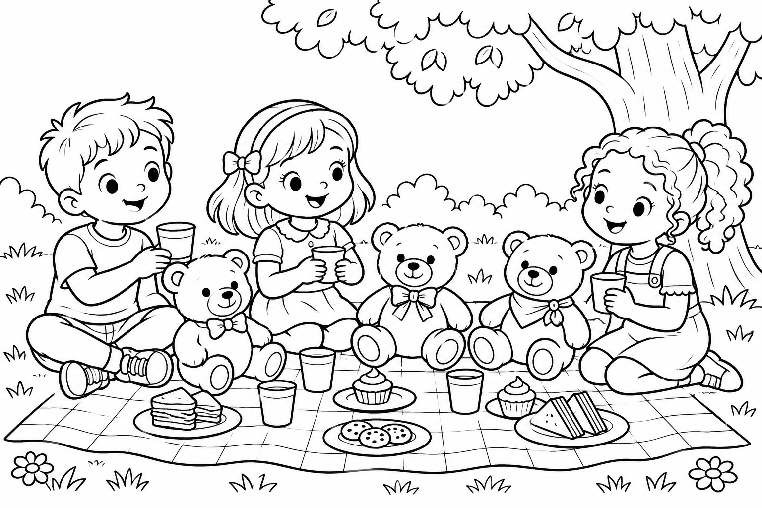 Original Teddy Bear Day colouring scene