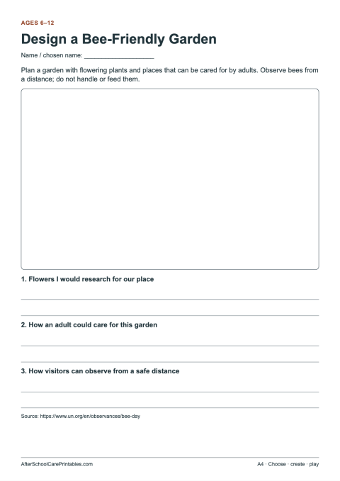 Printable preview of Design a Bee-Friendly Garden