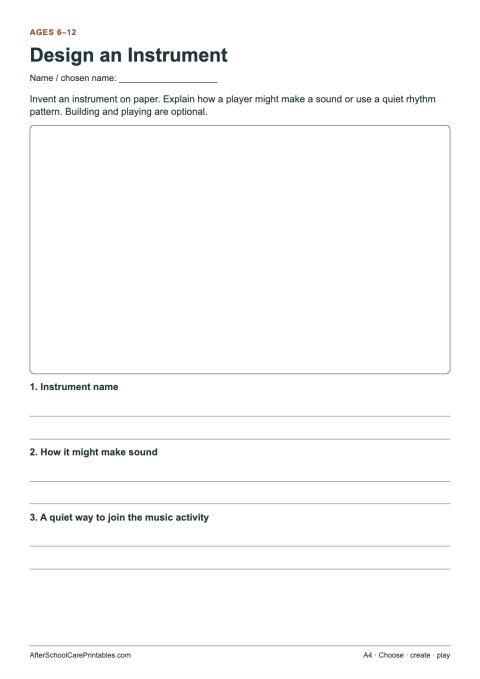 Printable preview of Design an Instrument