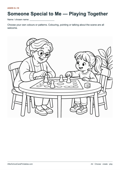 Printable preview of Grandparents Day Colouring Discovery Scene