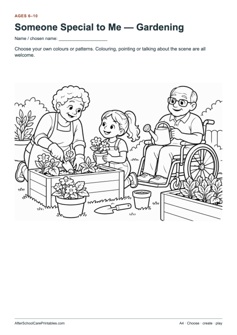Printable preview of Grandparents Day Colouring Together