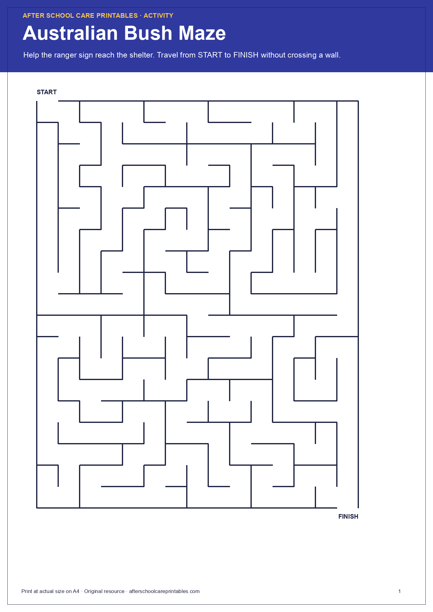 Australian Bush Maze activity page preview