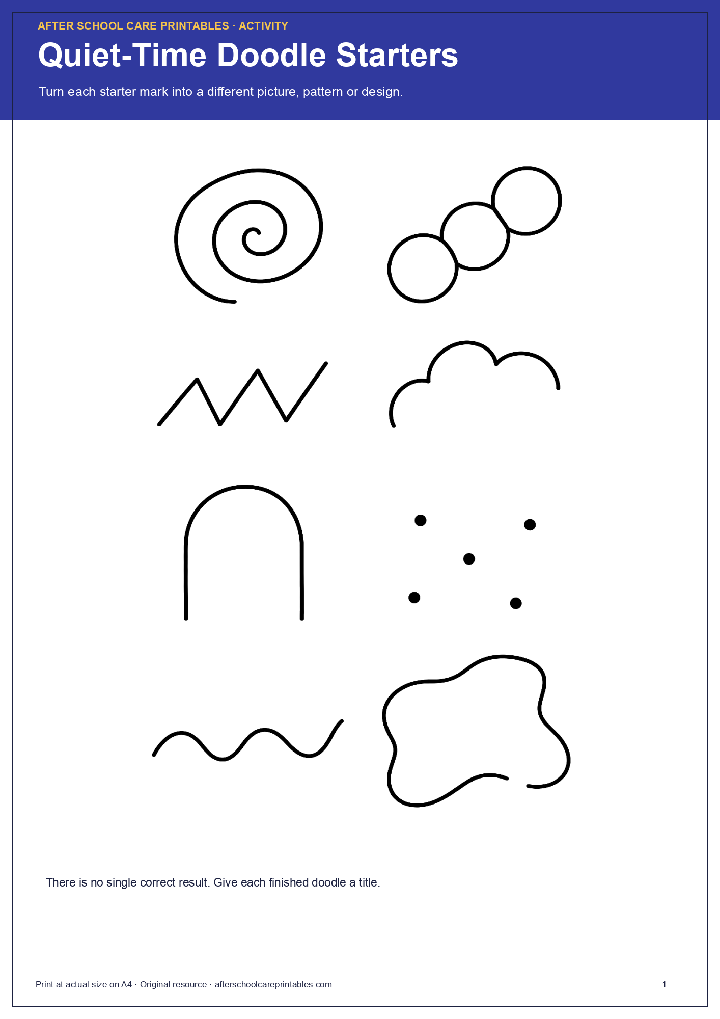 Quiet-Time Doodle Starters activity page preview