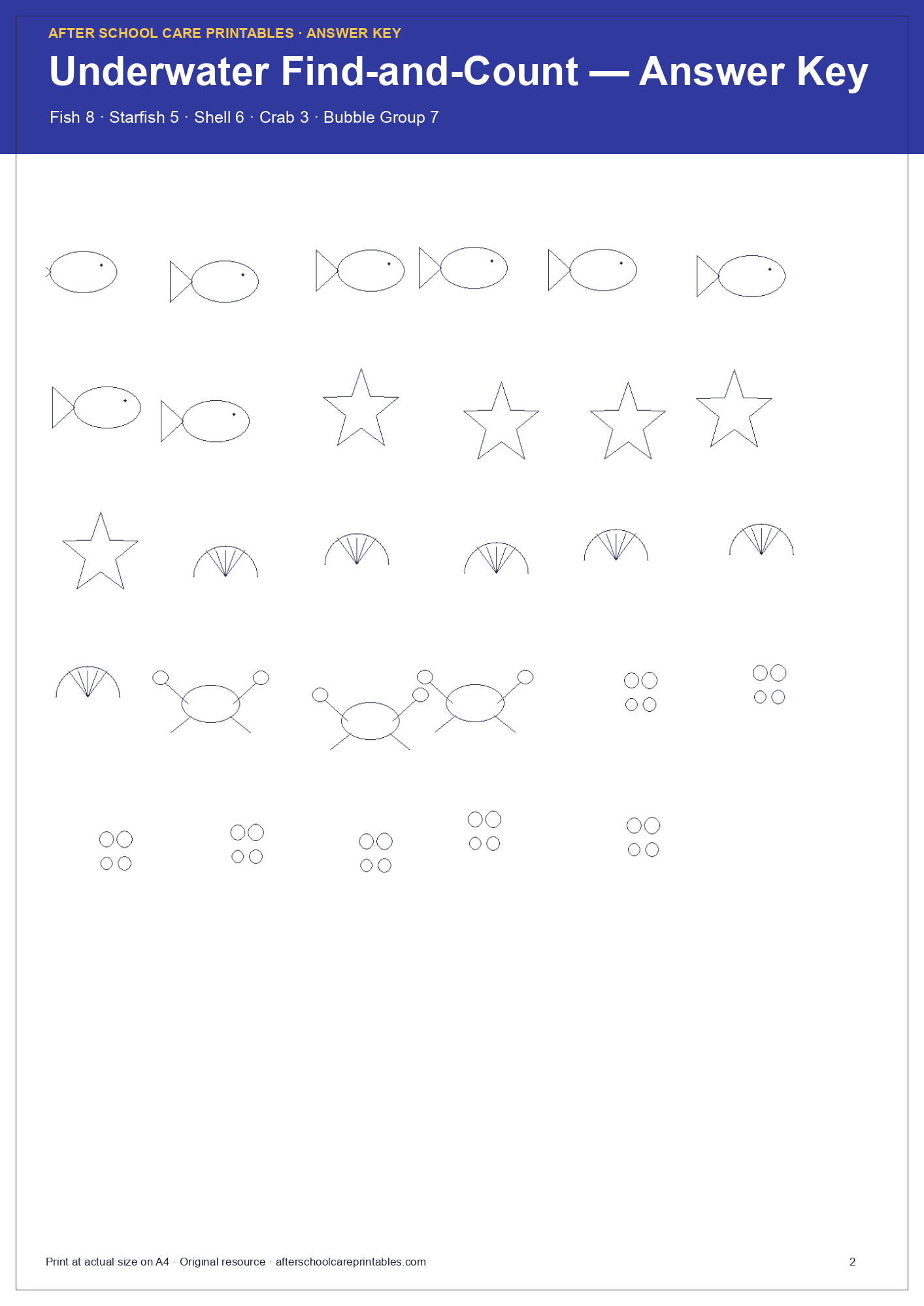 Underwater Find-and-Count checked answer page preview