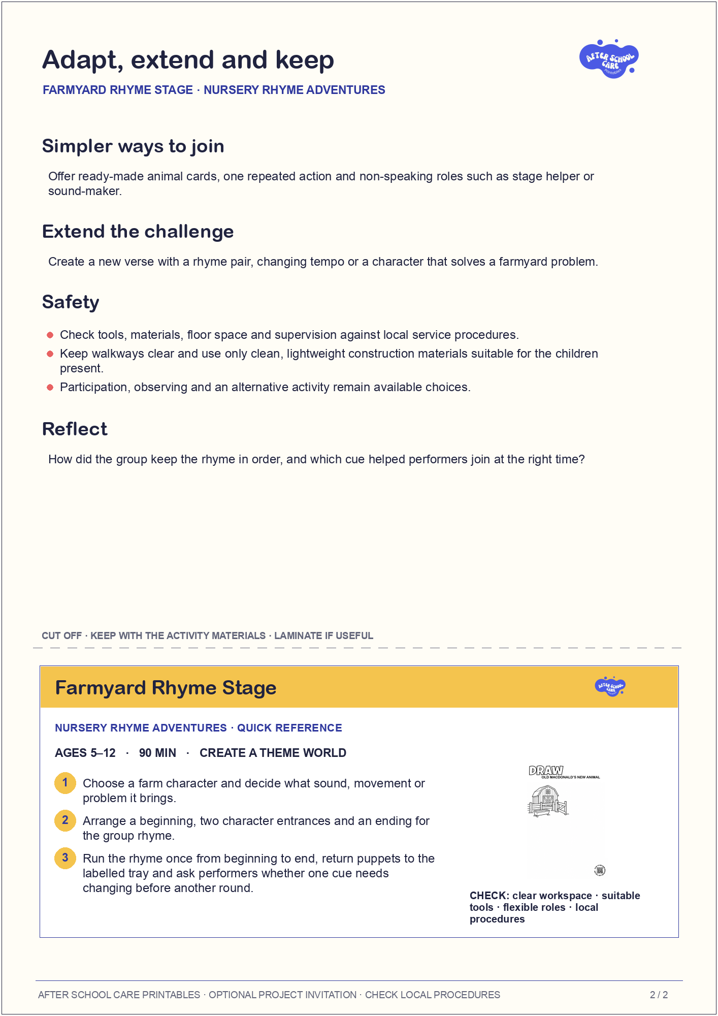Farmyard Rhyme Stage – Nursery Rhyme Adventures Major Activity adaptations and quick-reference card preview