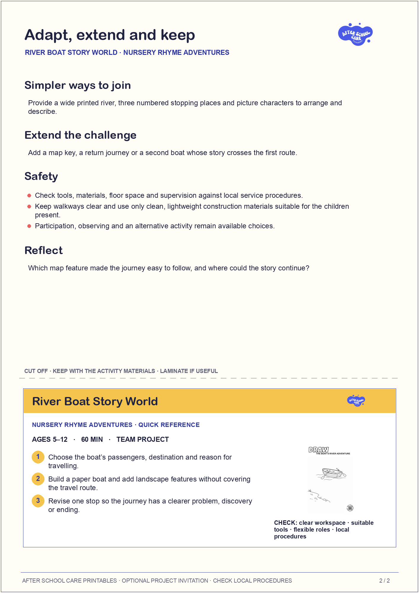 River Boat Story World – Nursery Rhyme Adventures Major Activity adaptations and quick-reference card preview
