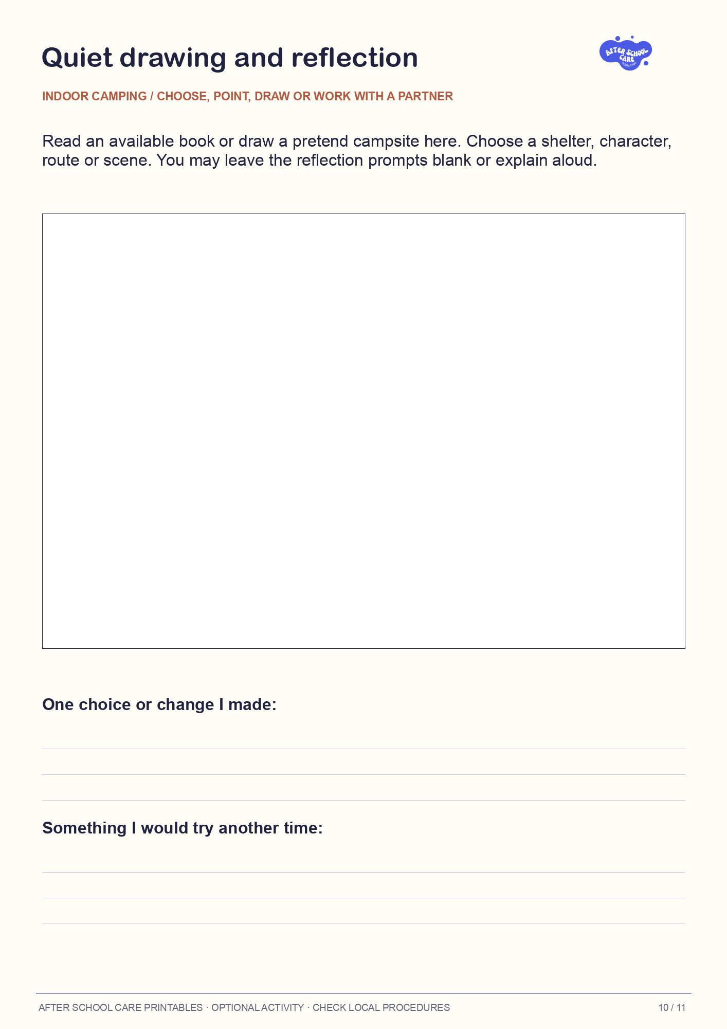 Indoor Camping Activity Pack: Quiet drawing and reflection preview