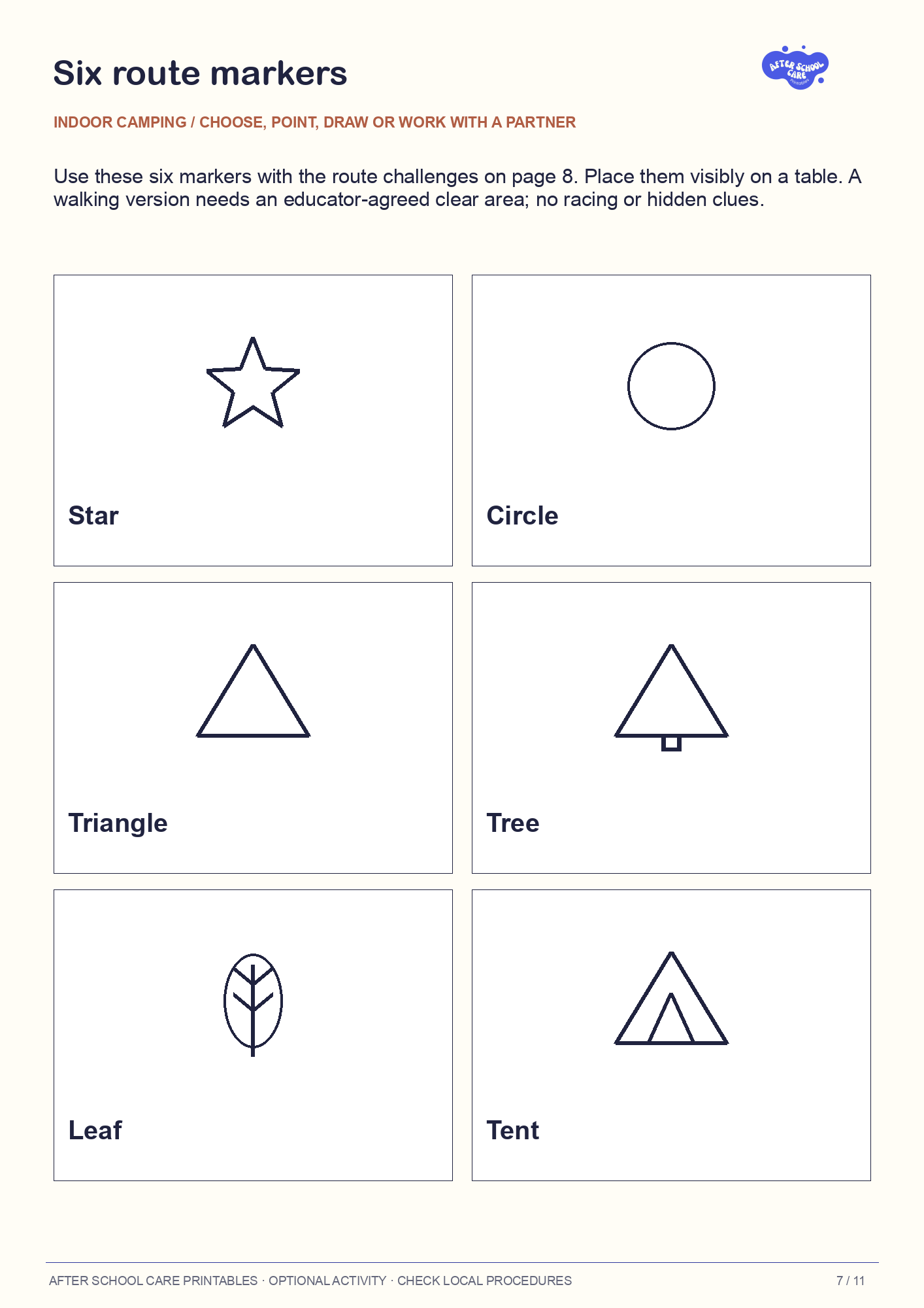 Indoor Camping Activity Pack: Six route markers preview