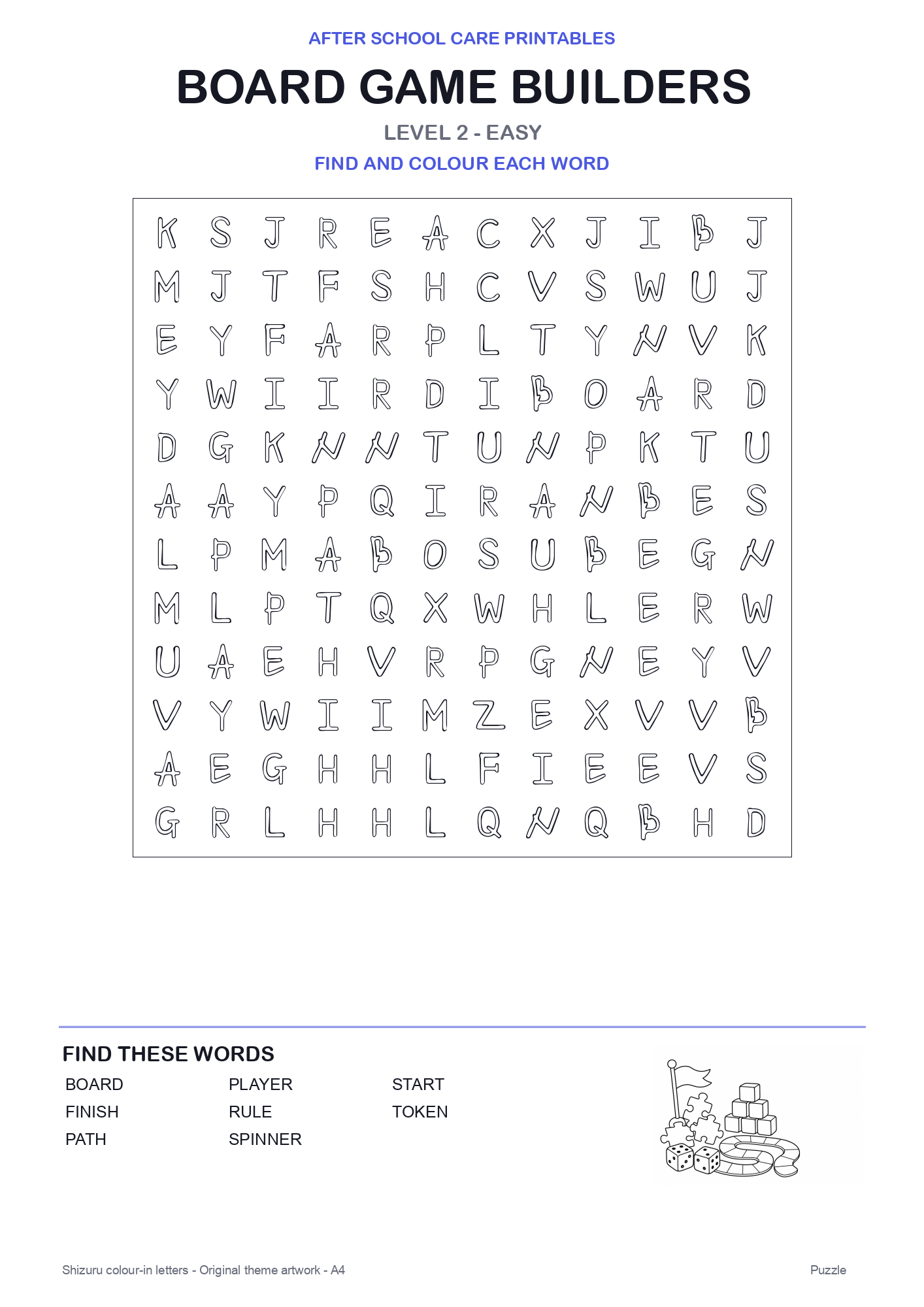 Board Game Builders Colour-In Word Search Pack level 2 preview