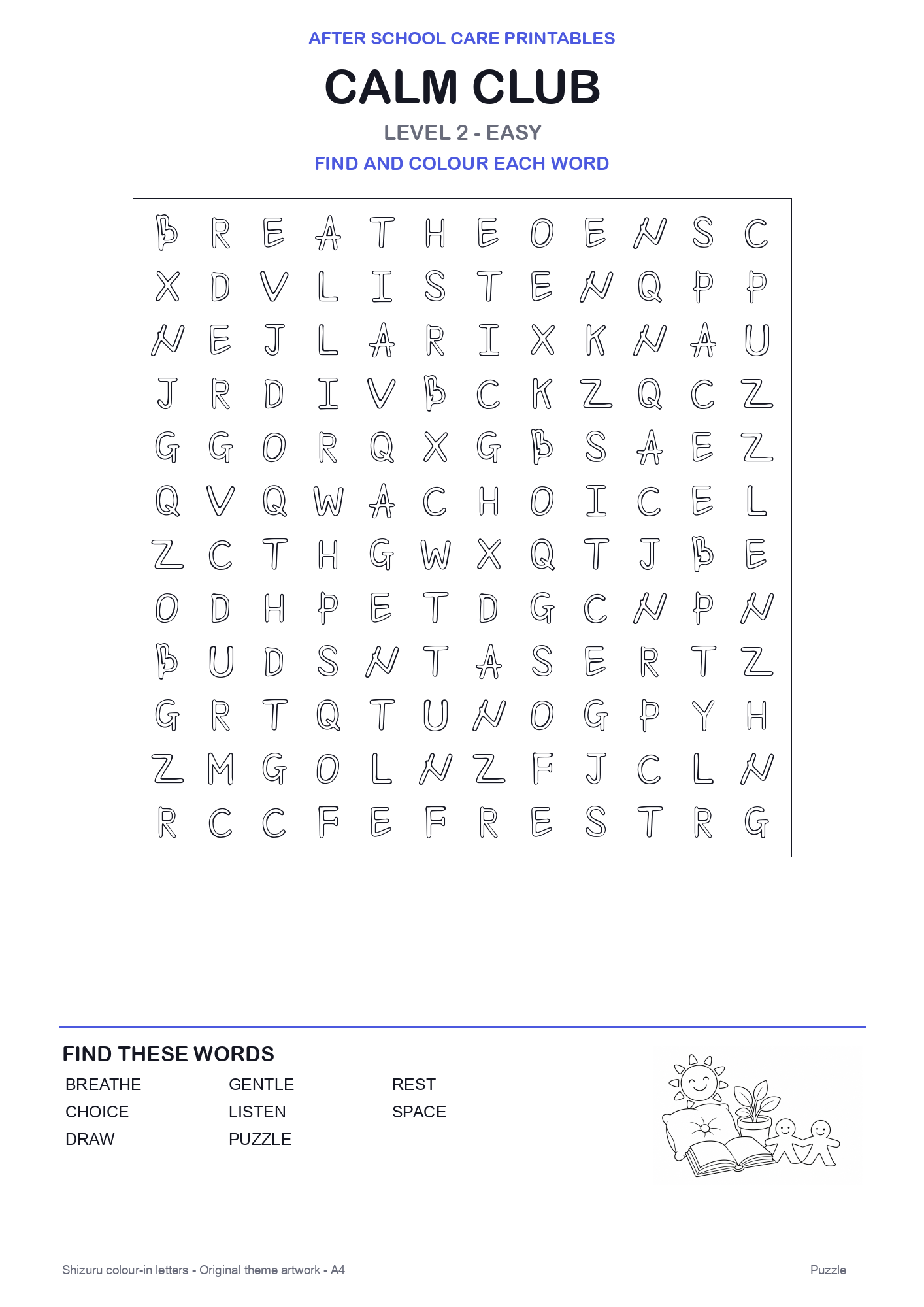 Calm Club Colour-In Word Search Pack level 2 preview