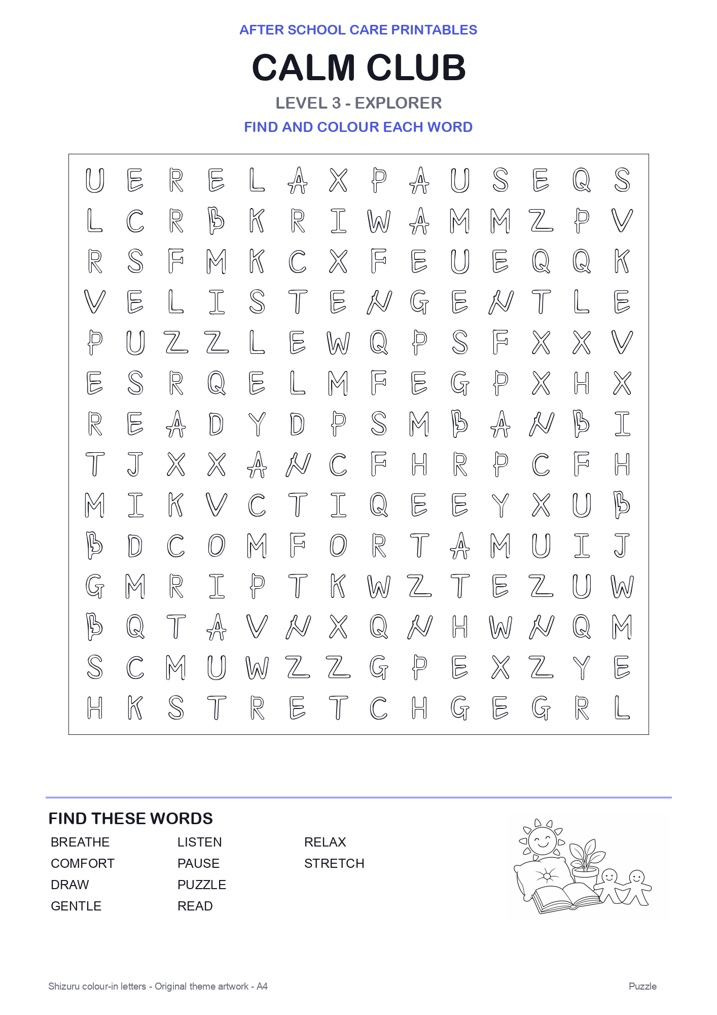 Calm Club Colour-In Word Search Pack level 3 preview