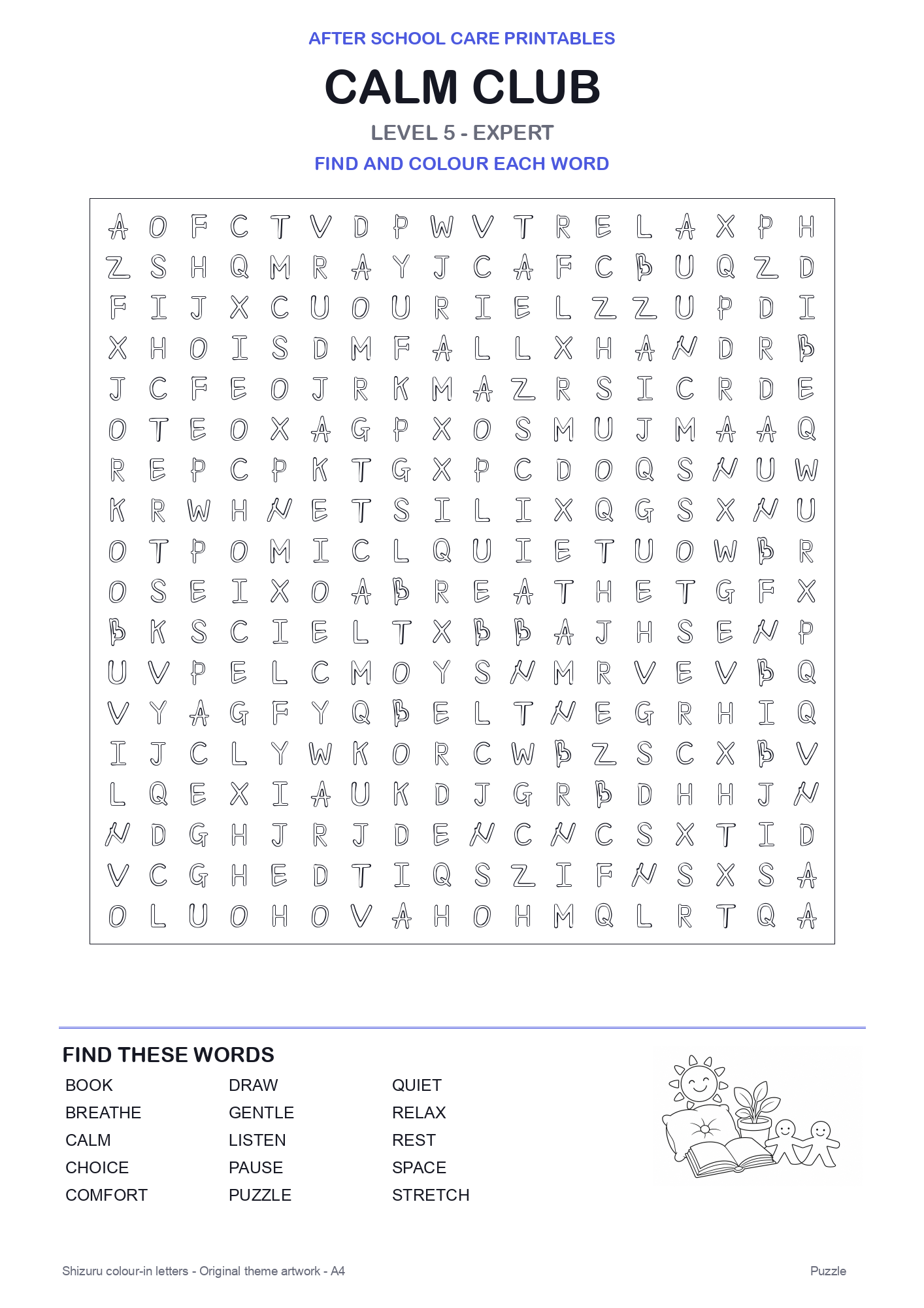 Calm Club Colour-In Word Search Pack level 5 preview
