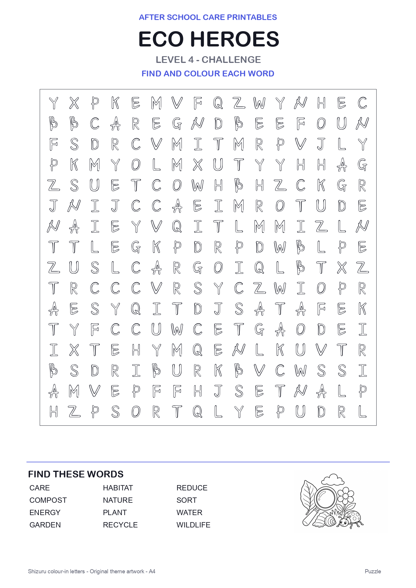 Eco Heroes Colour-In Word Search Pack level 4 preview