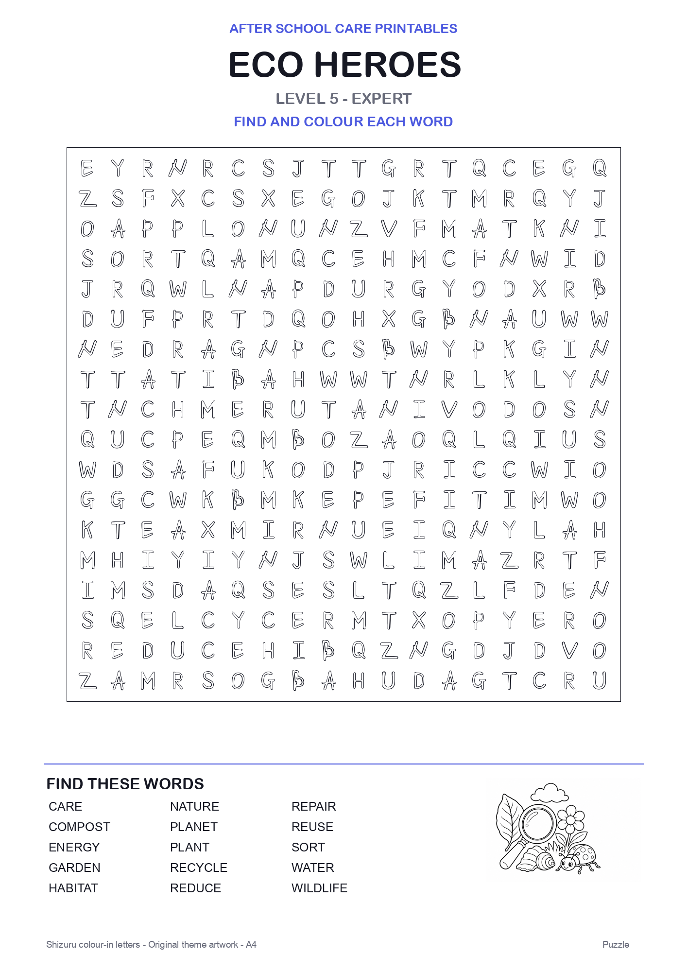 Eco Heroes Colour-In Word Search Pack level 5 preview