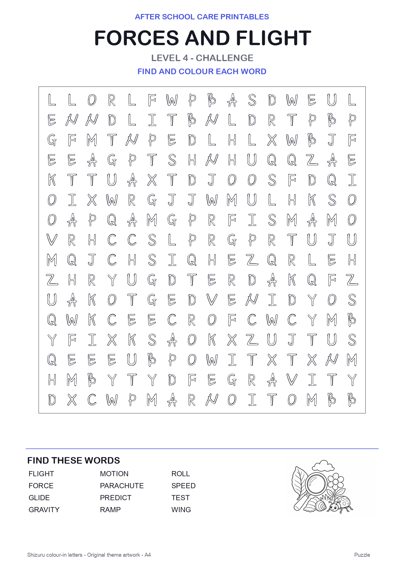 Forces and Flight Colour-In Word Search Pack level 4 preview