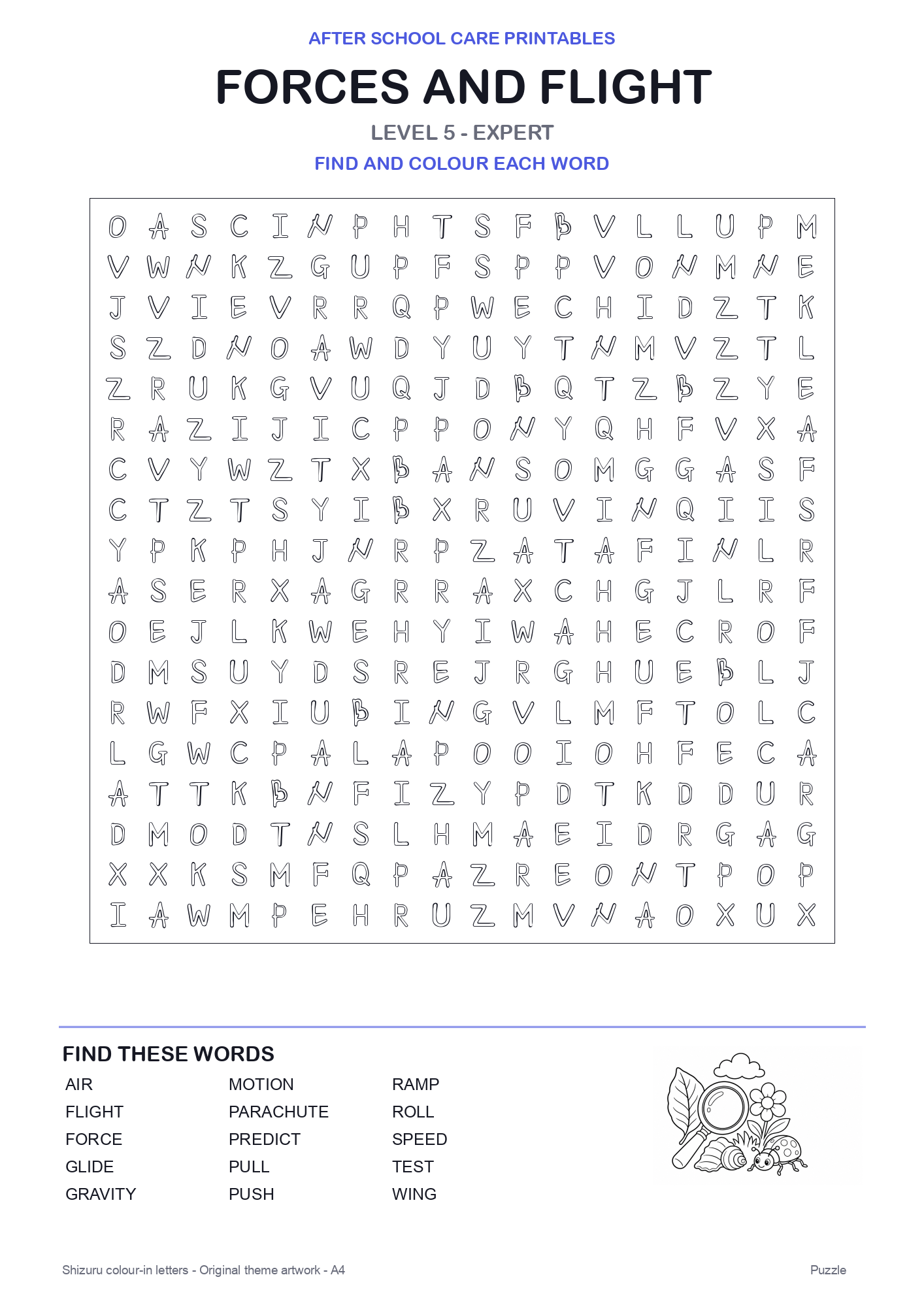 Forces and Flight Colour-In Word Search Pack level 5 preview