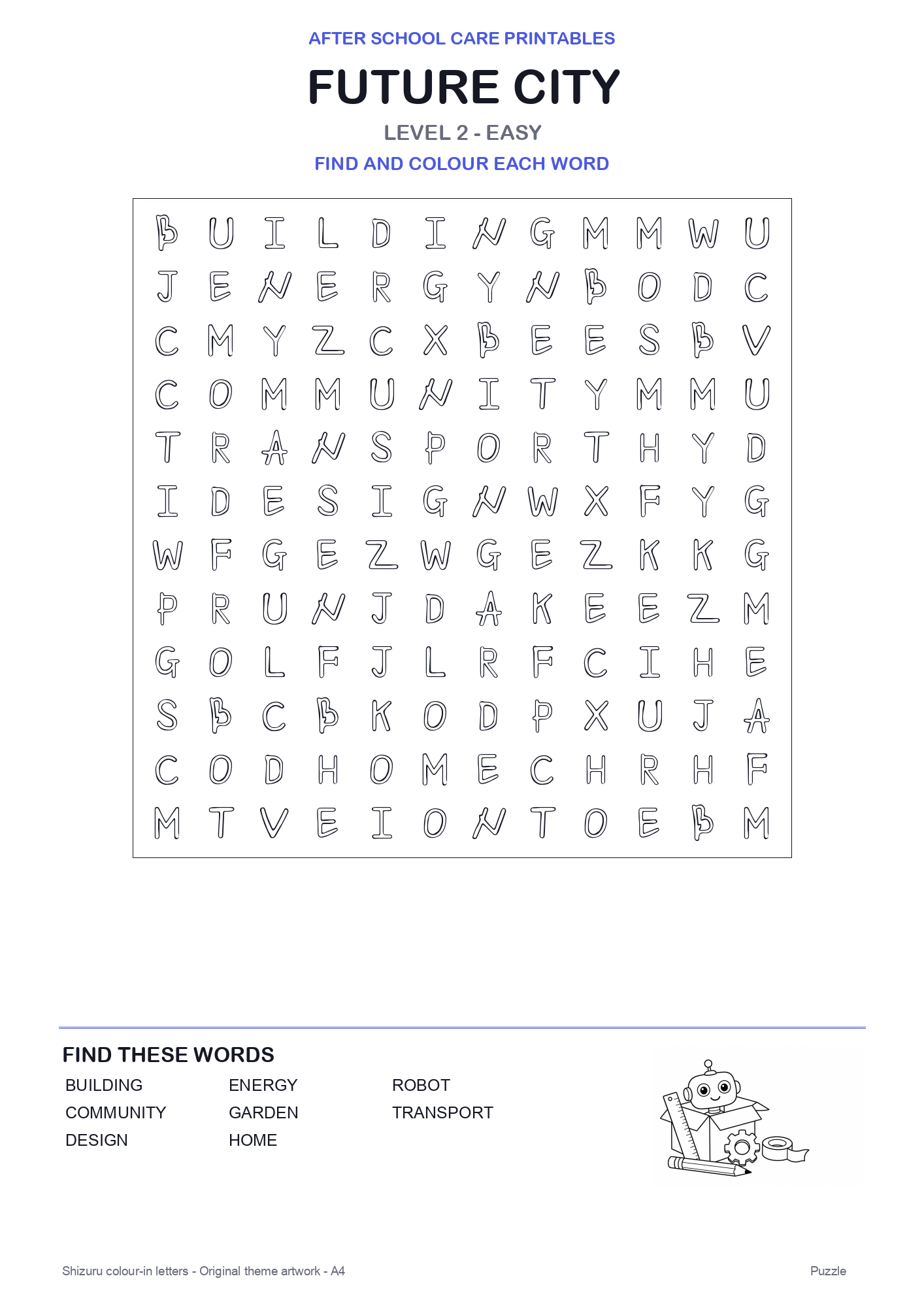 Future City Colour-In Word Search Pack level 2 preview