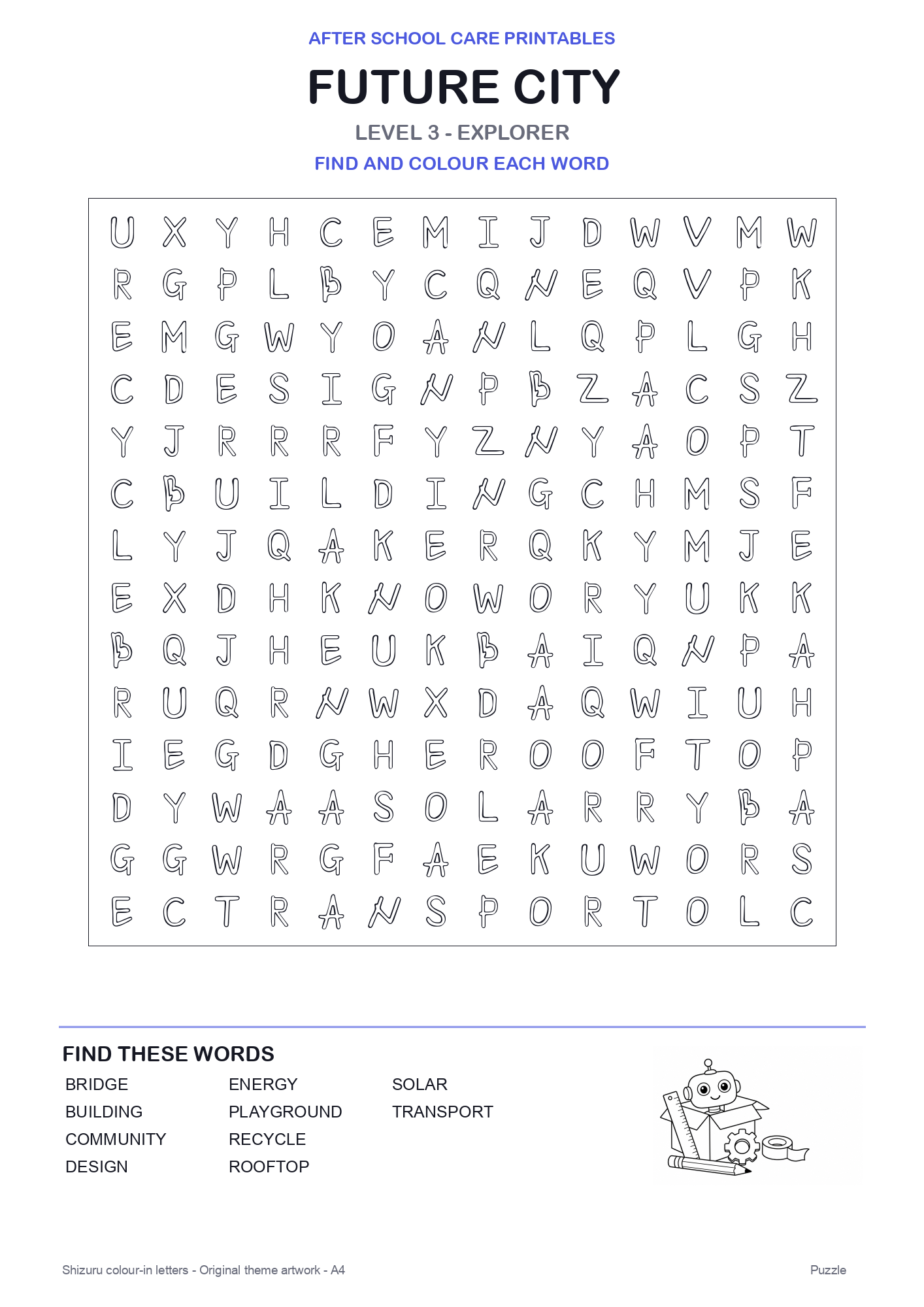 Future City Colour-In Word Search Pack level 3 preview