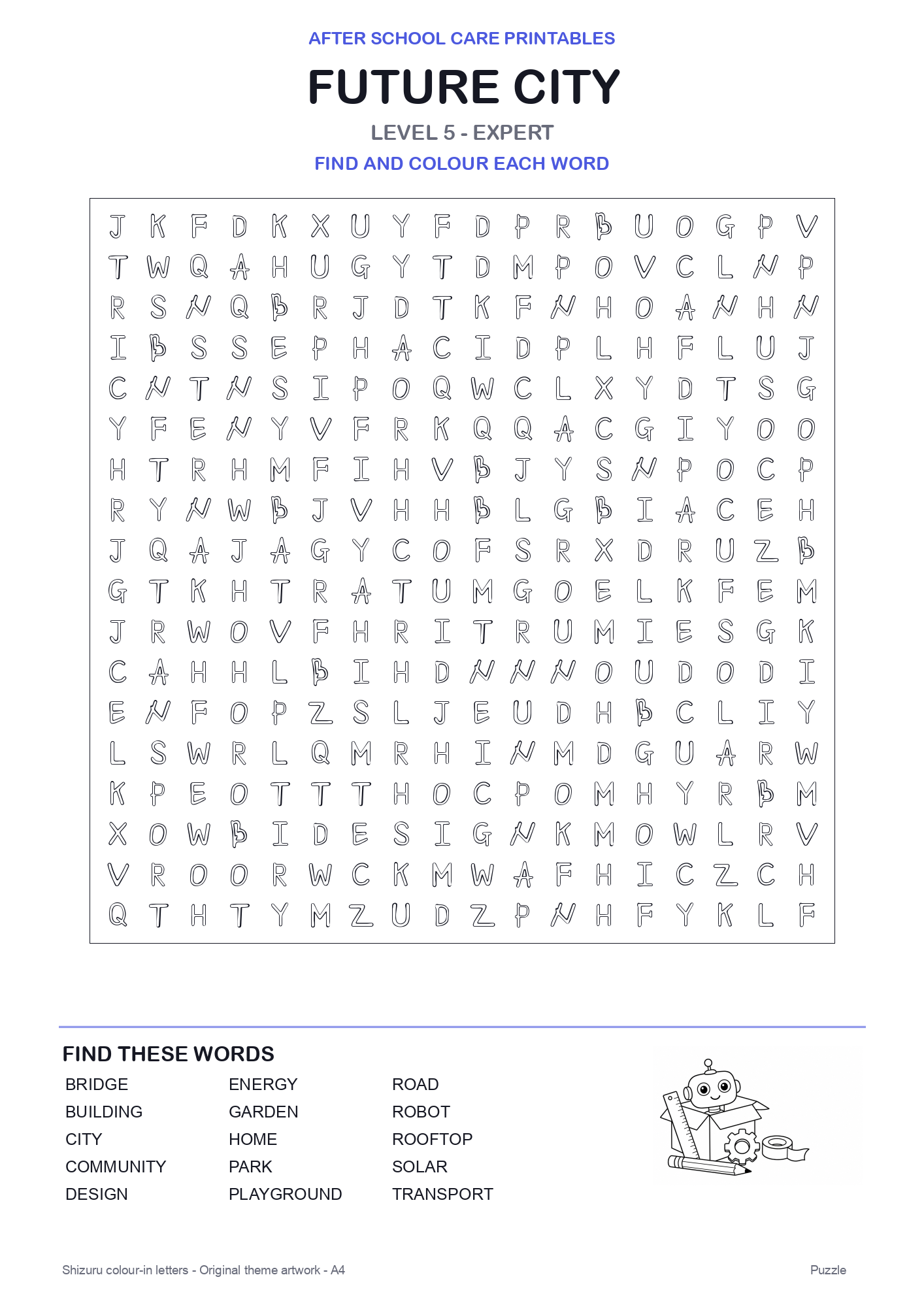 Future City Colour-In Word Search Pack level 5 preview