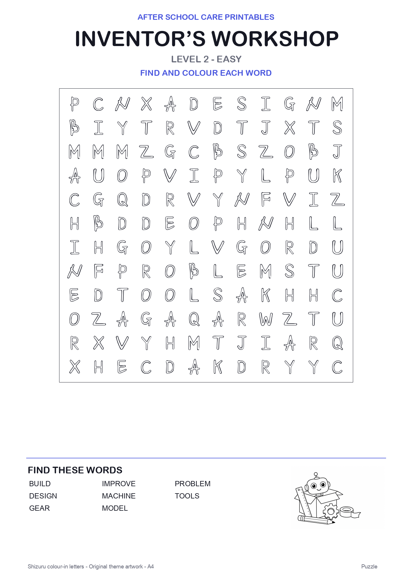 Inventor’s Workshop Colour-In Word Search Pack level 2 preview