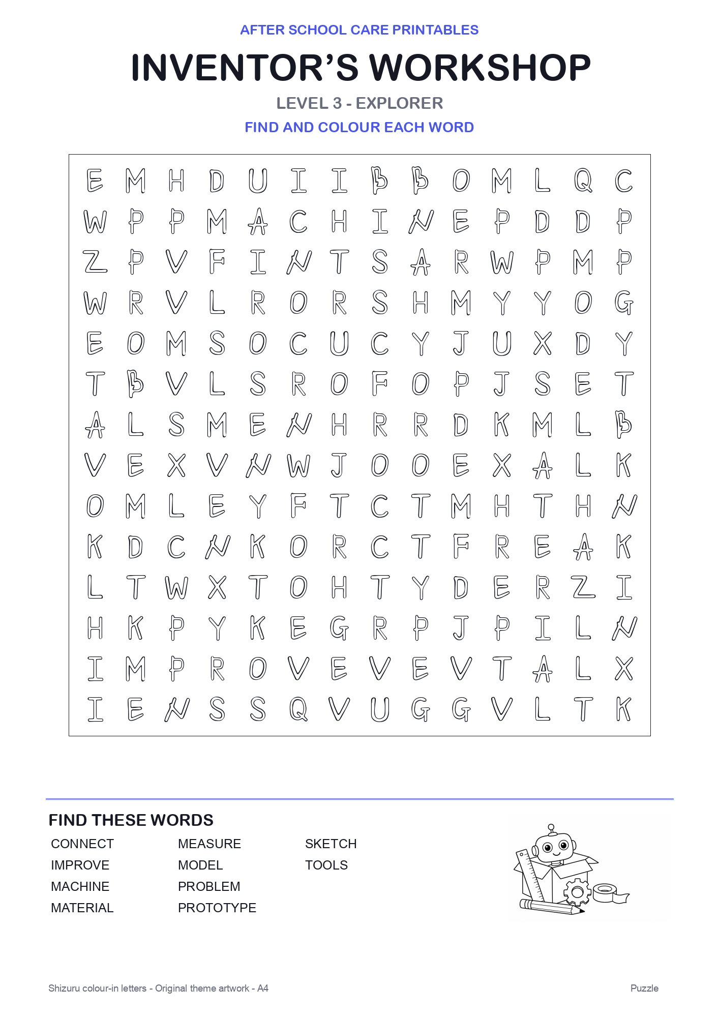 Inventor’s Workshop Colour-In Word Search Pack level 3 preview