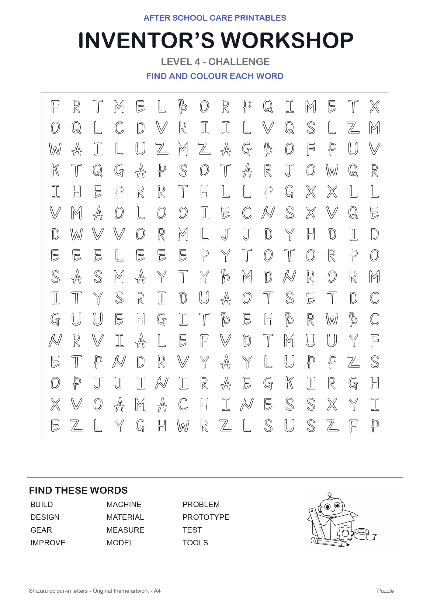 Inventor’s Workshop Colour-In Word Search Pack level 4 preview