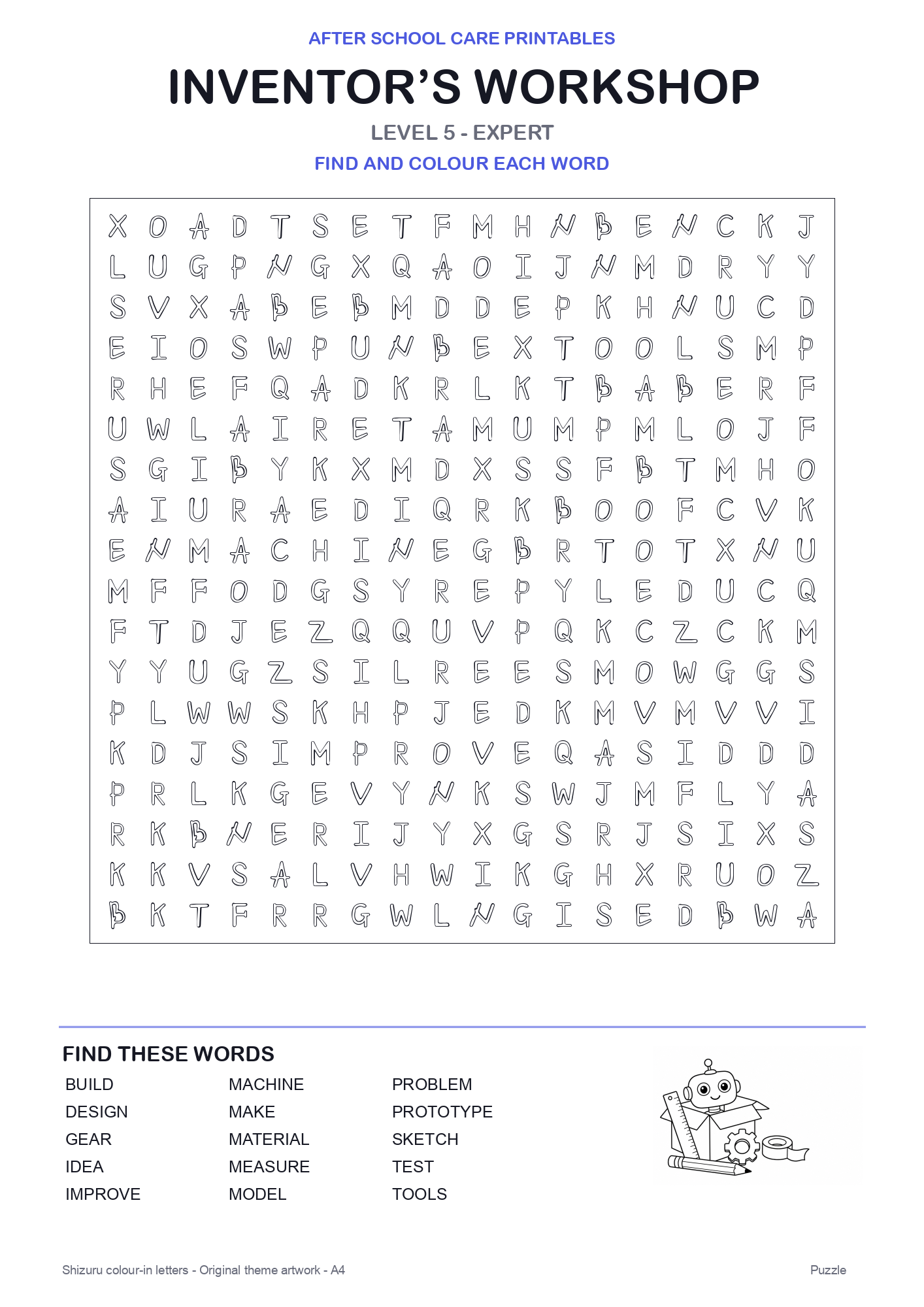 Inventor’s Workshop Colour-In Word Search Pack level 5 preview