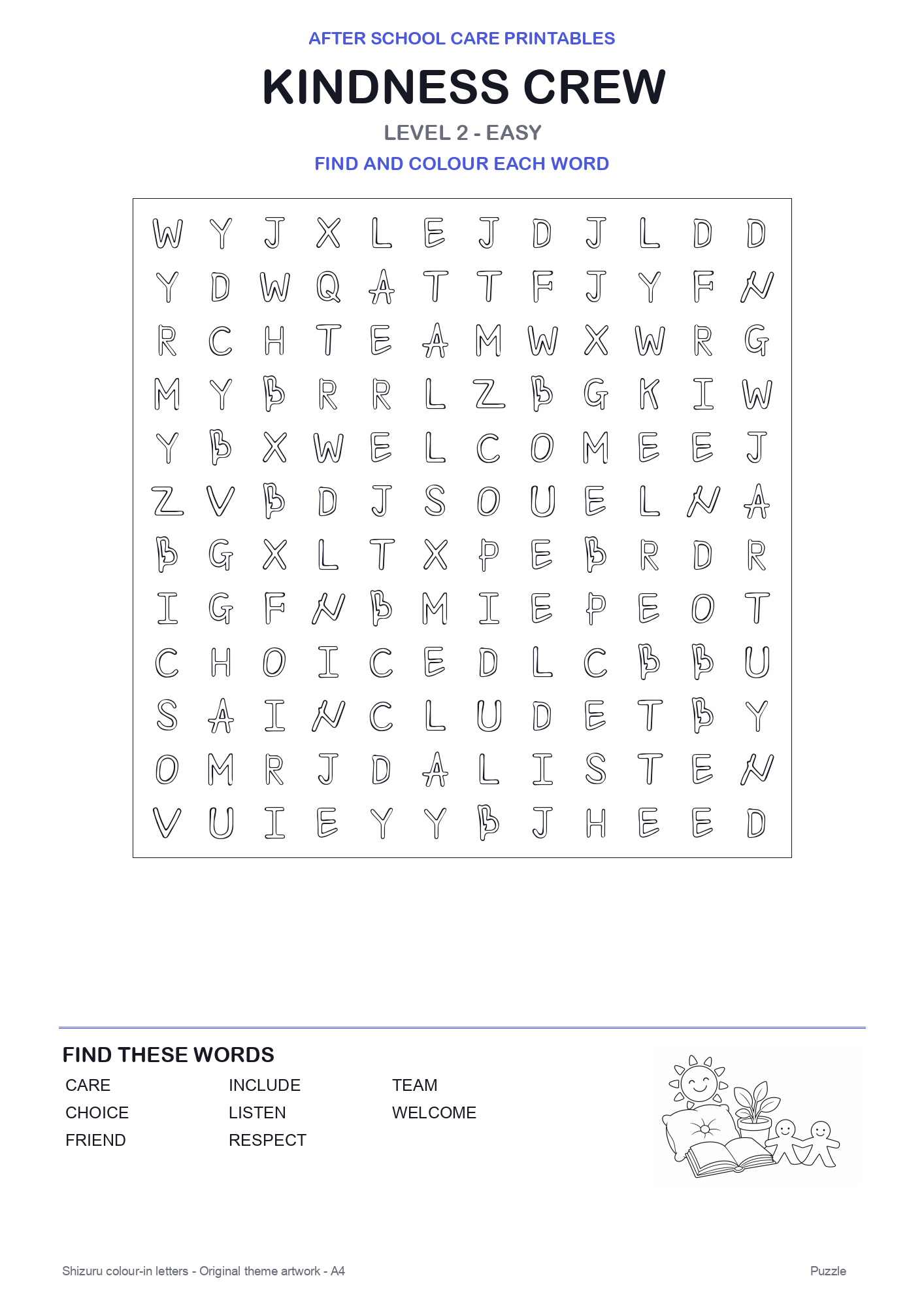 Kindness Crew Colour-In Word Search Pack level 2 preview