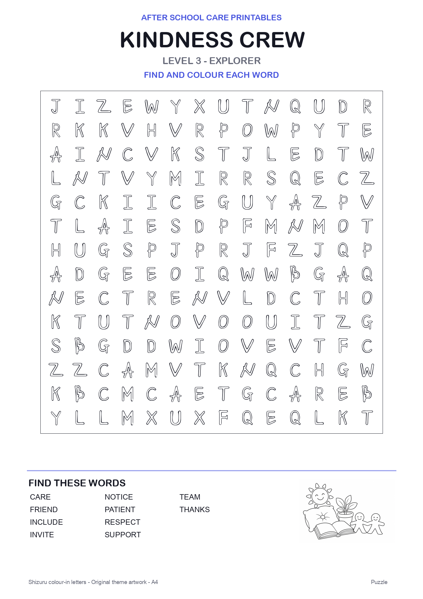Kindness Crew Colour-In Word Search Pack level 3 preview