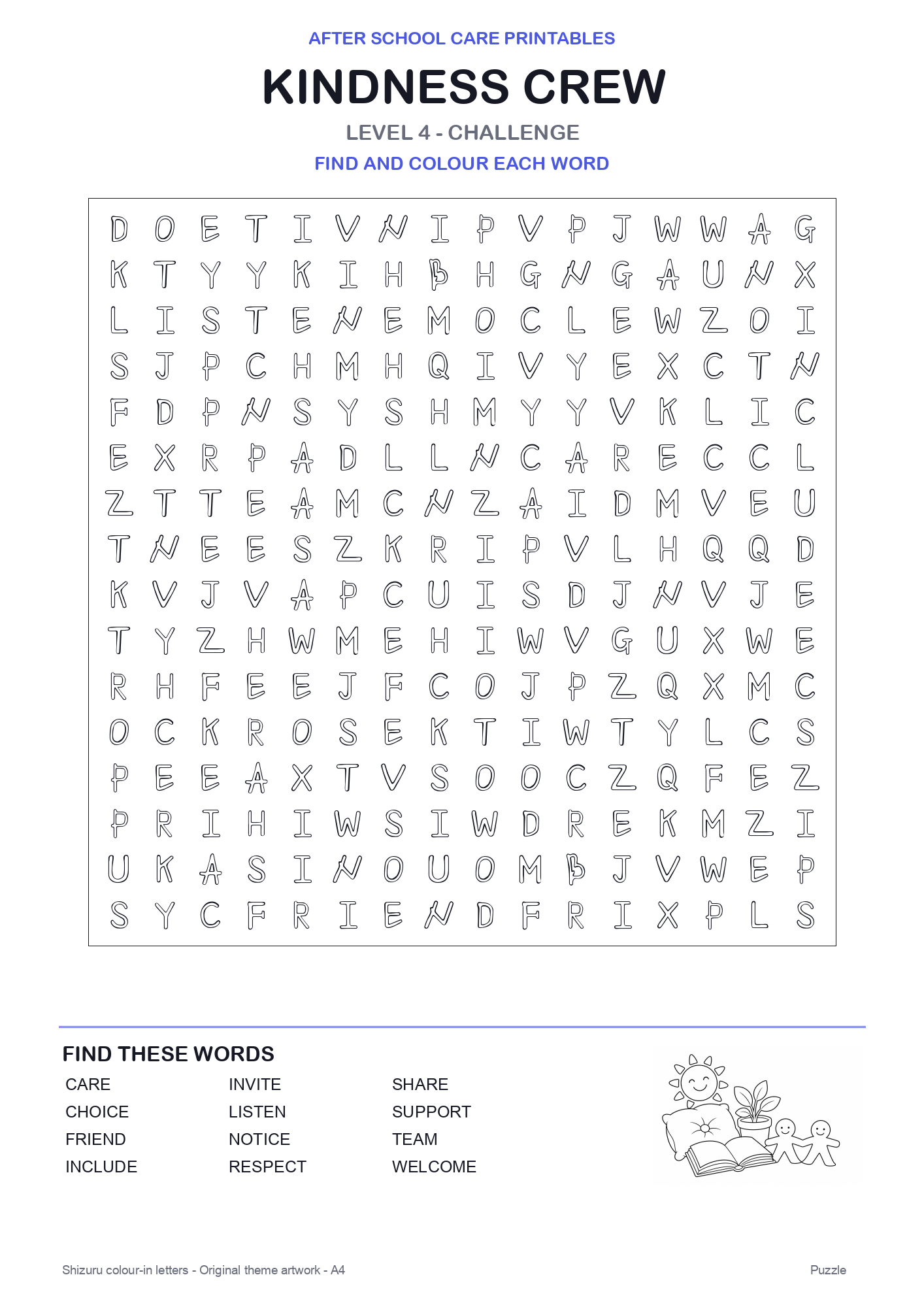 Kindness Crew Colour-In Word Search Pack level 4 preview