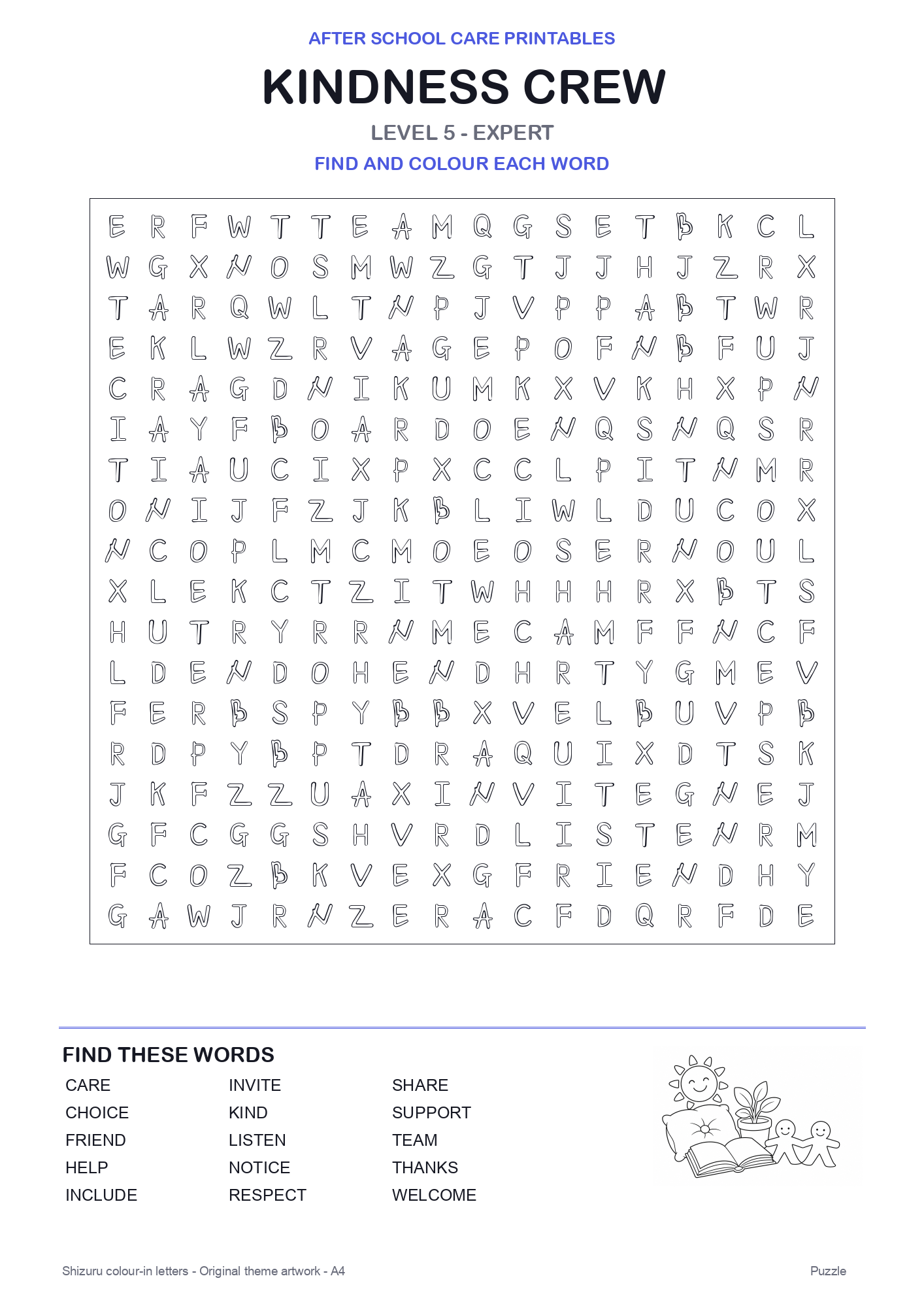 Kindness Crew Colour-In Word Search Pack level 5 preview