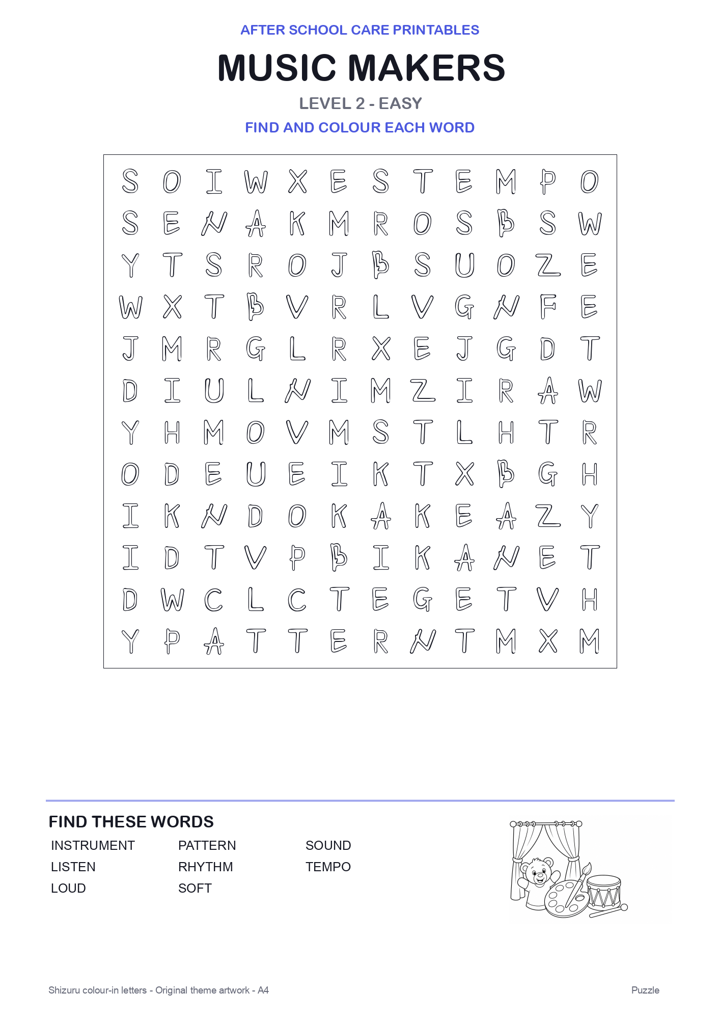 Music Makers Colour-In Word Search Pack level 2 preview