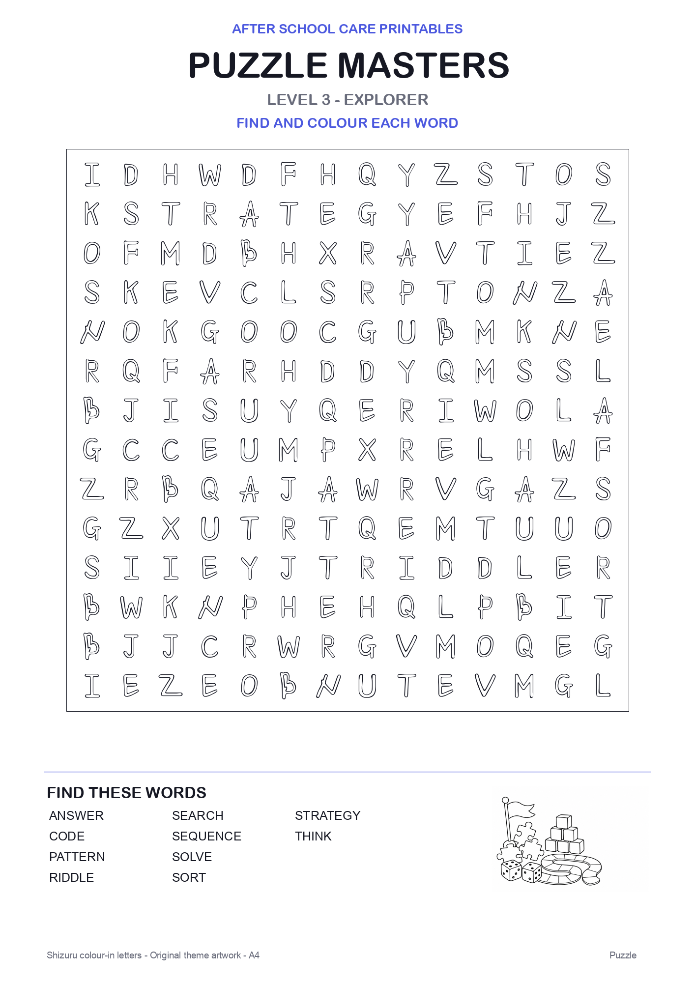 Puzzle Masters Colour-In Word Search Pack level 3 preview