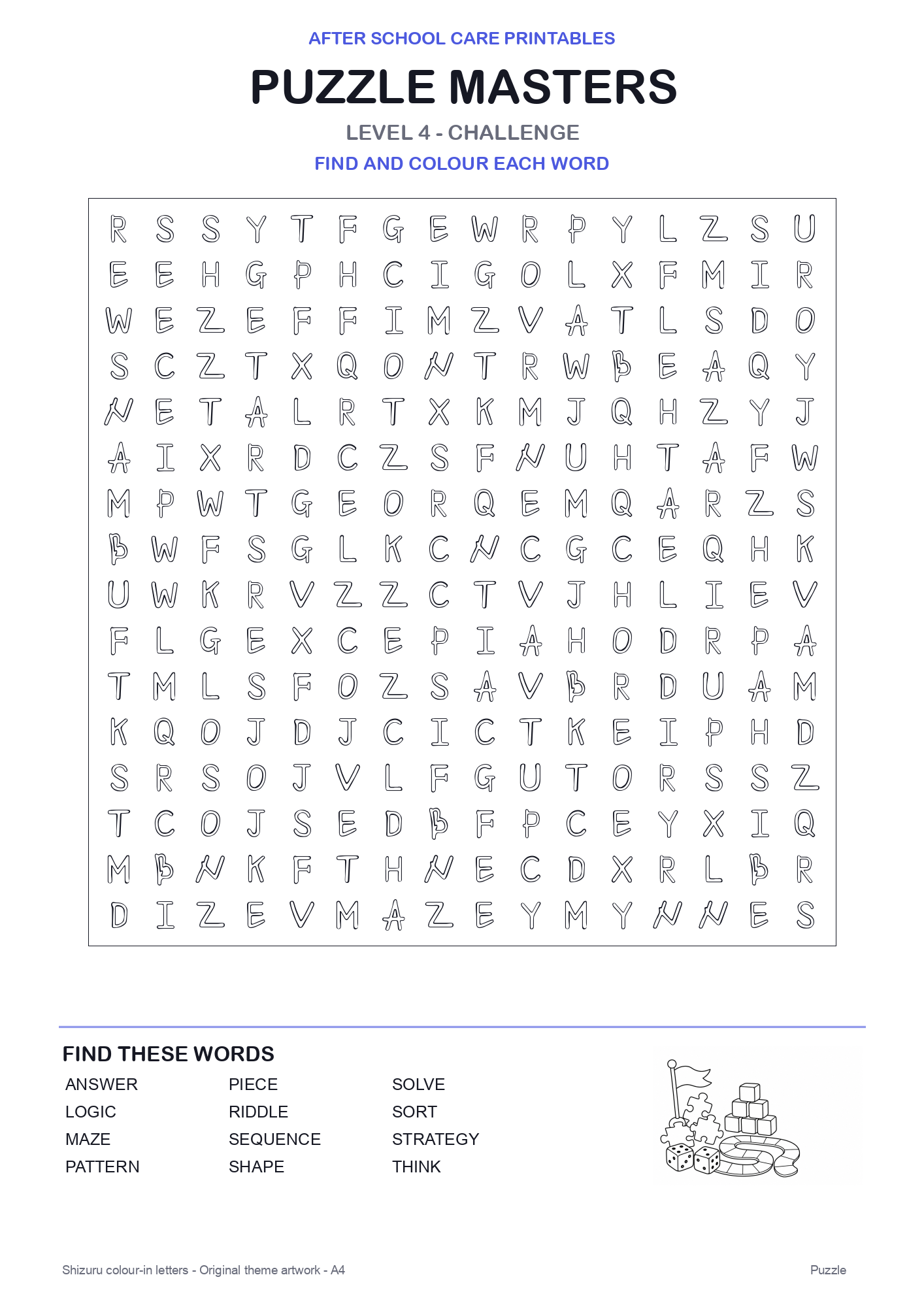 Puzzle Masters Colour-In Word Search Pack level 4 preview