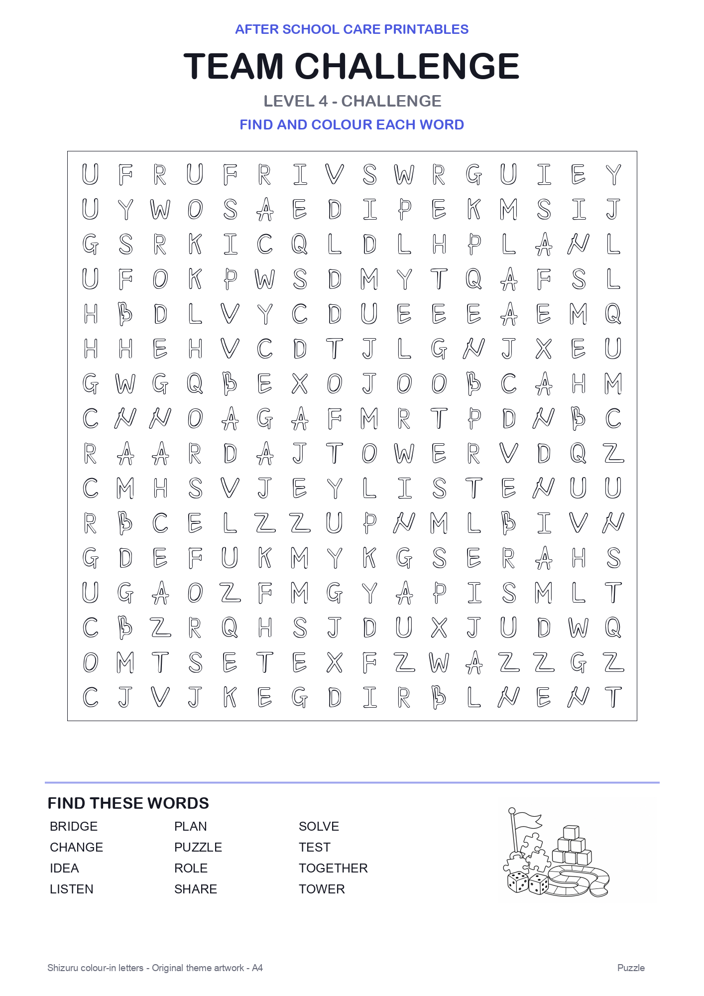 Team Challenge Colour-In Word Search Pack level 4 preview