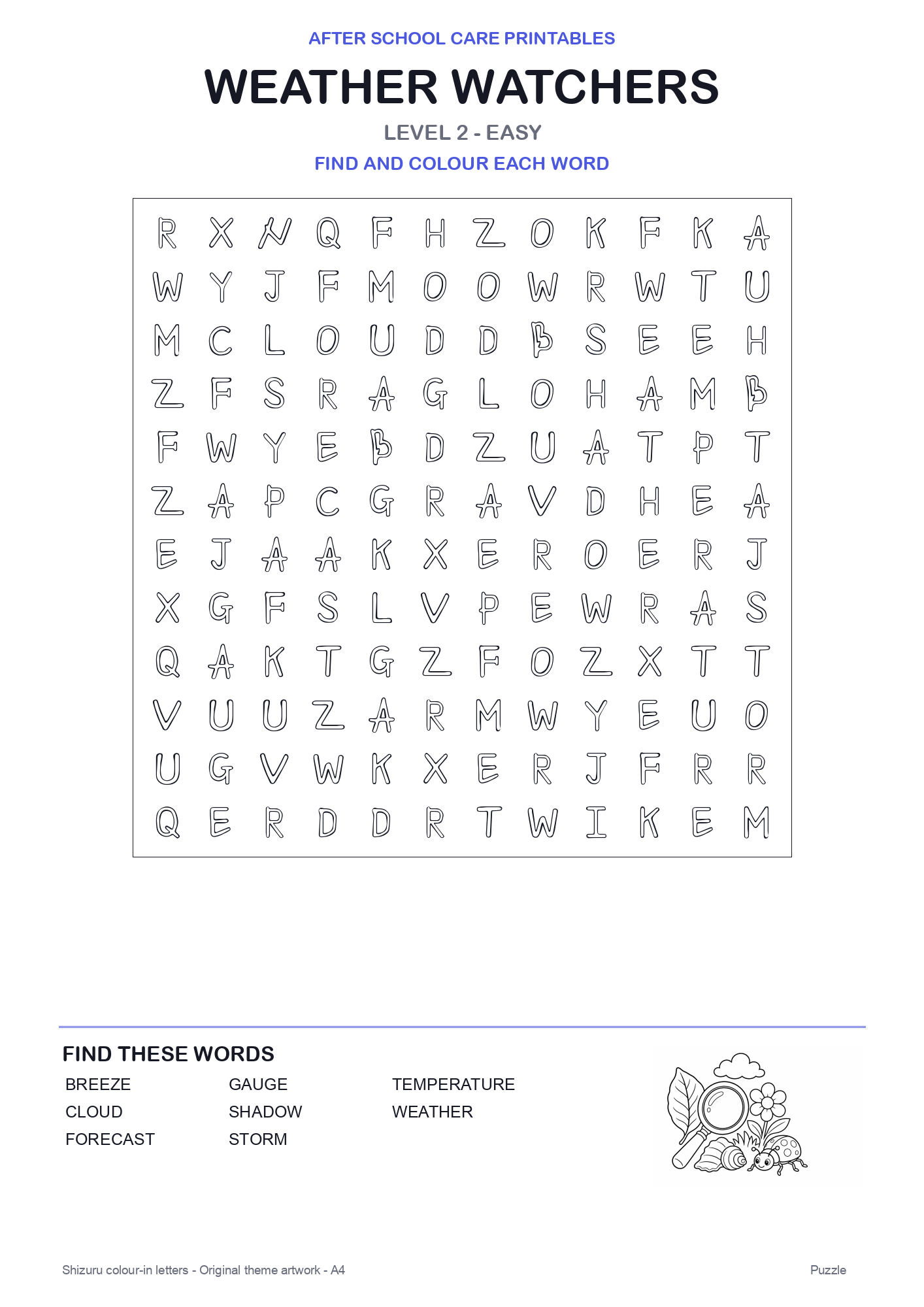 Weather Watchers Colour-In Word Search Pack level 2 preview