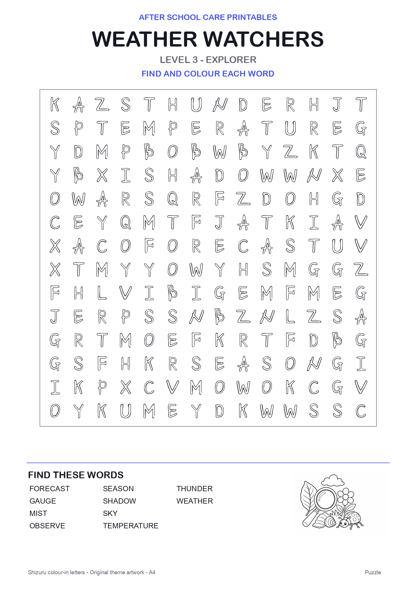 Weather Watchers Colour-In Word Search Pack level 3 preview