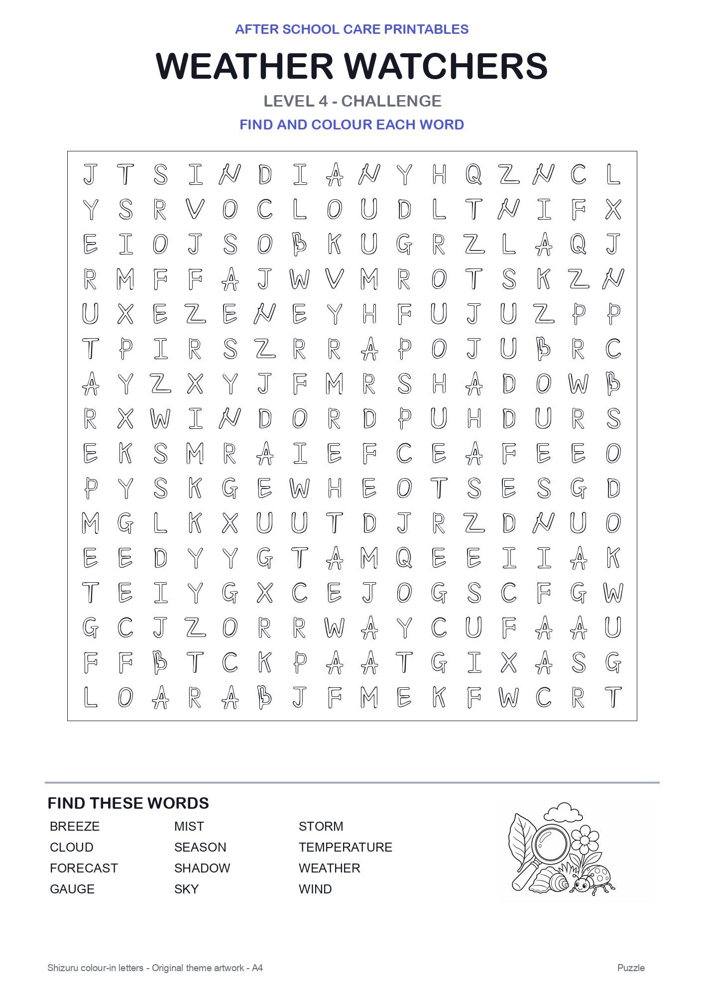 Weather Watchers Colour-In Word Search Pack level 4 preview